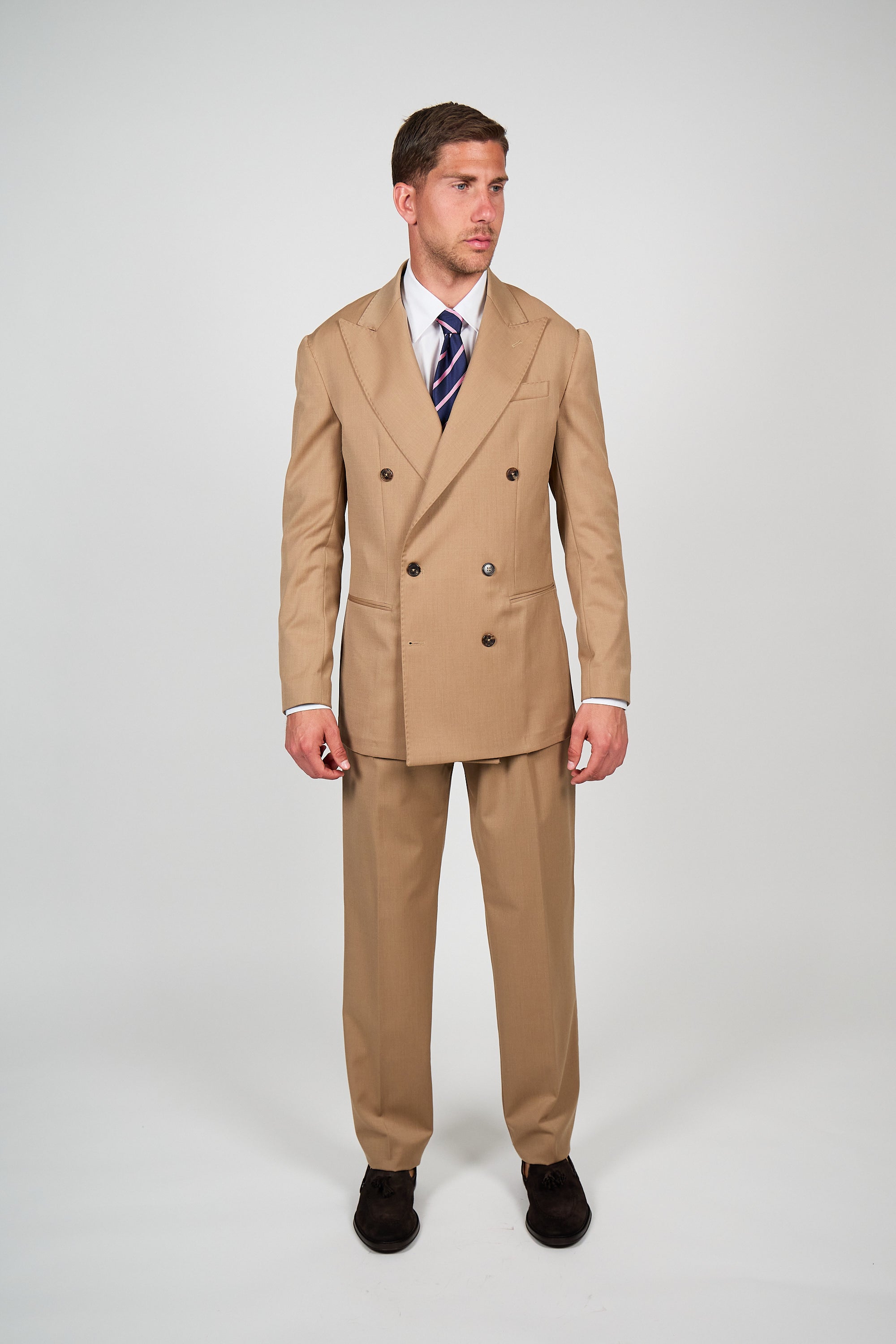 Giacca Abito SETTANTA Rifinito due Petti - Cammello