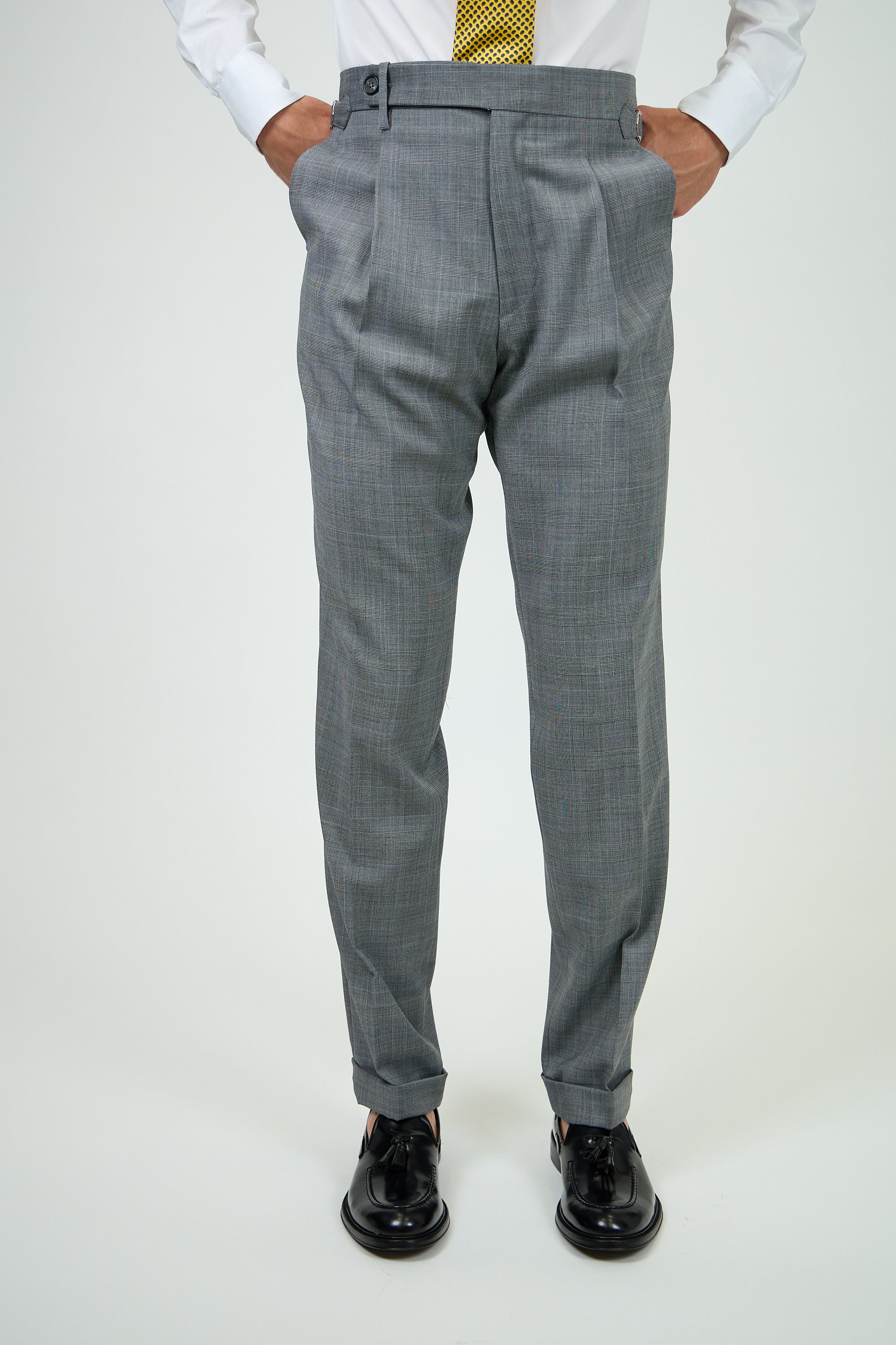 Pantalone Abito SETTANTA Rifinito 2 Pinces - Grigio Principe di Galles