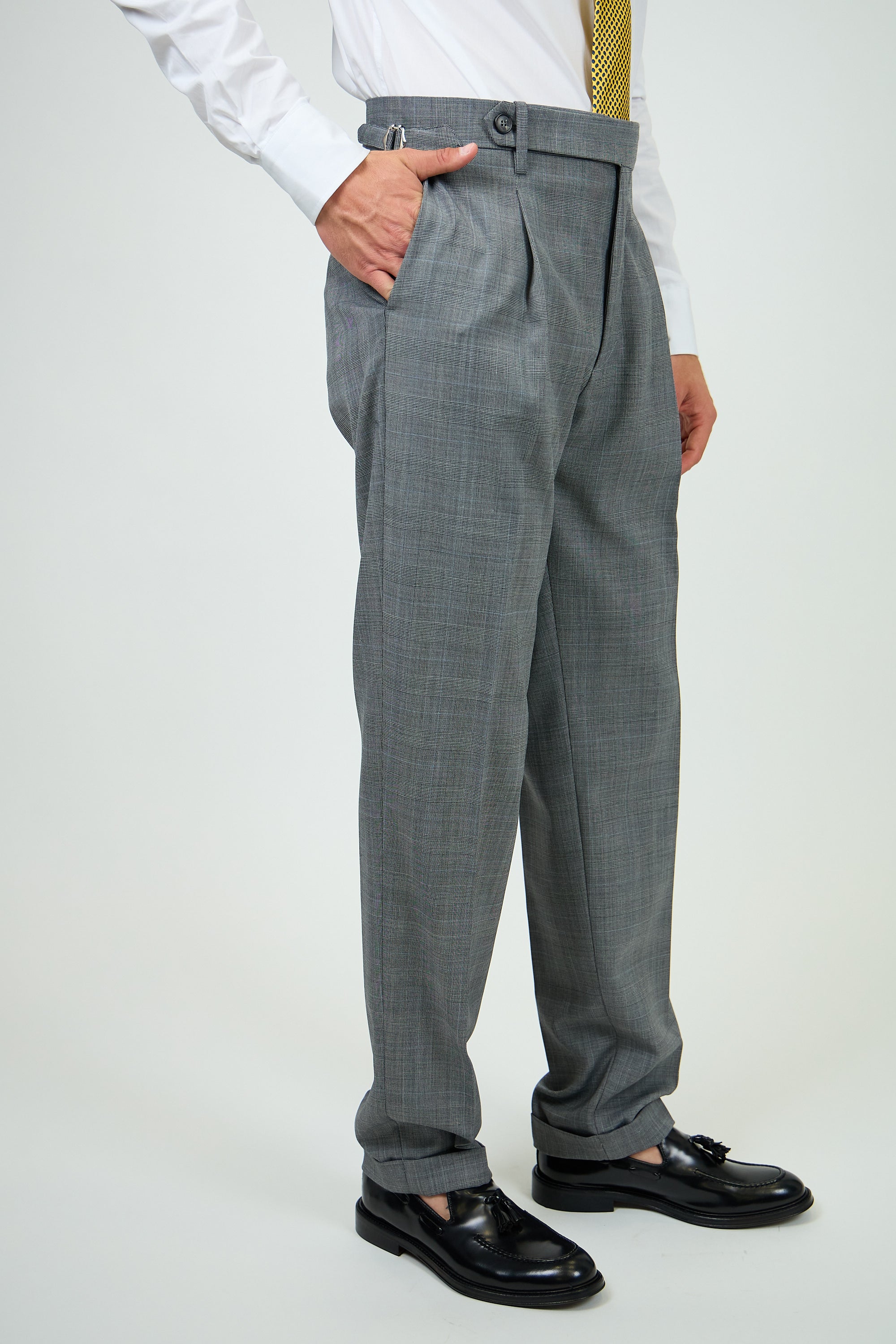 Pantalone Abito SETTANTA Rifinito 2 Pinces - Grigio Principe di Galles