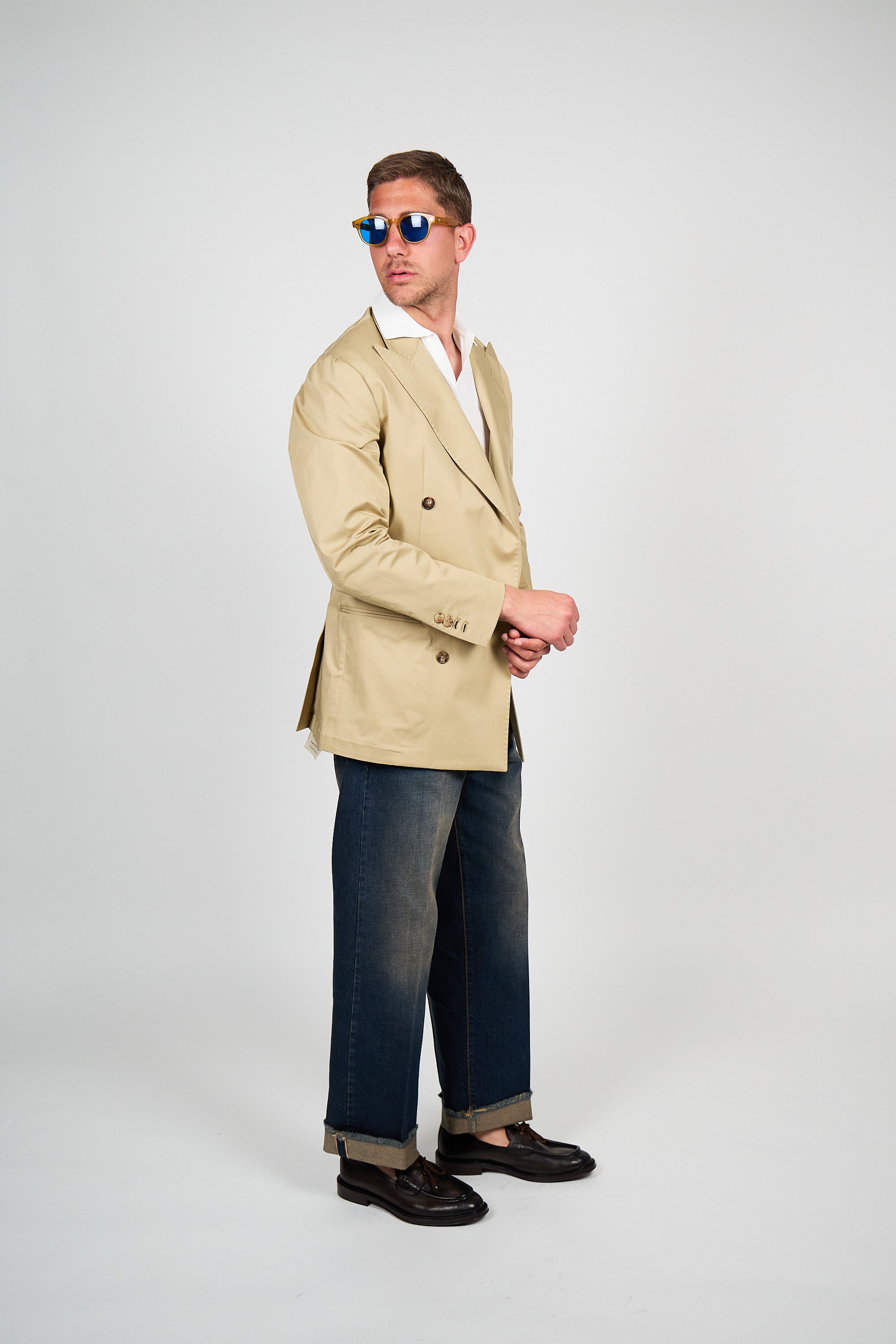 Giacca Abito SETTANTA Blazer Rifinito due Petti - Beige