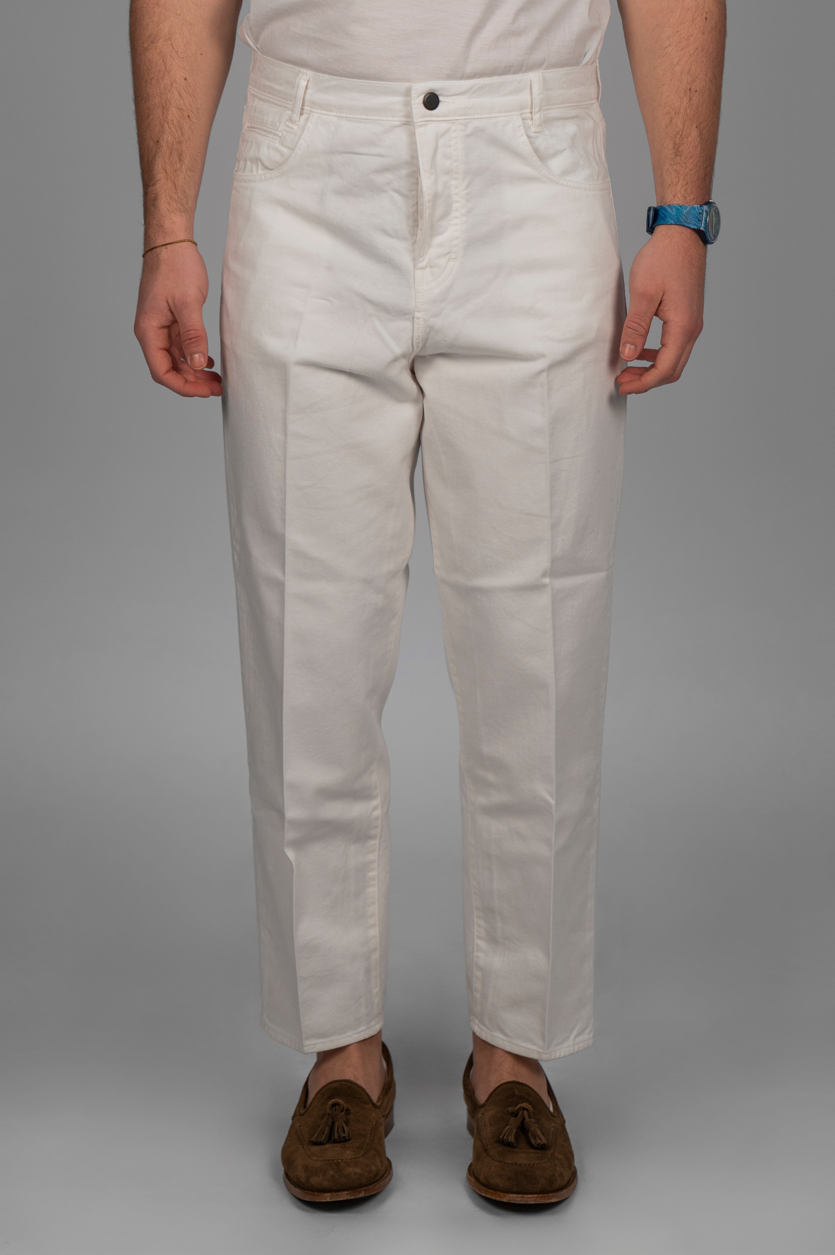 Pantalone AKIO Denim - Bianco
