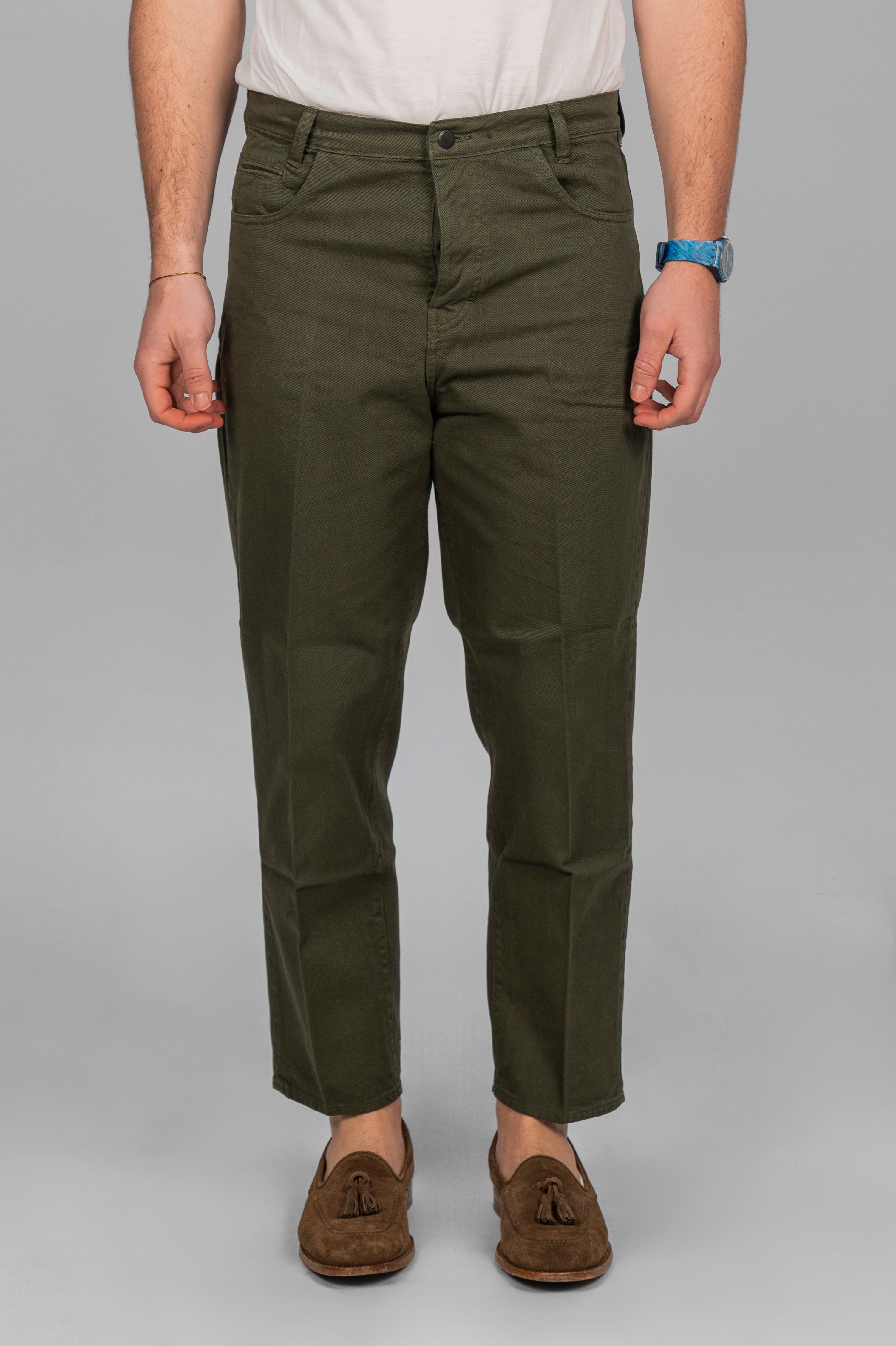 Pantalone AKIO Denim - Oliva