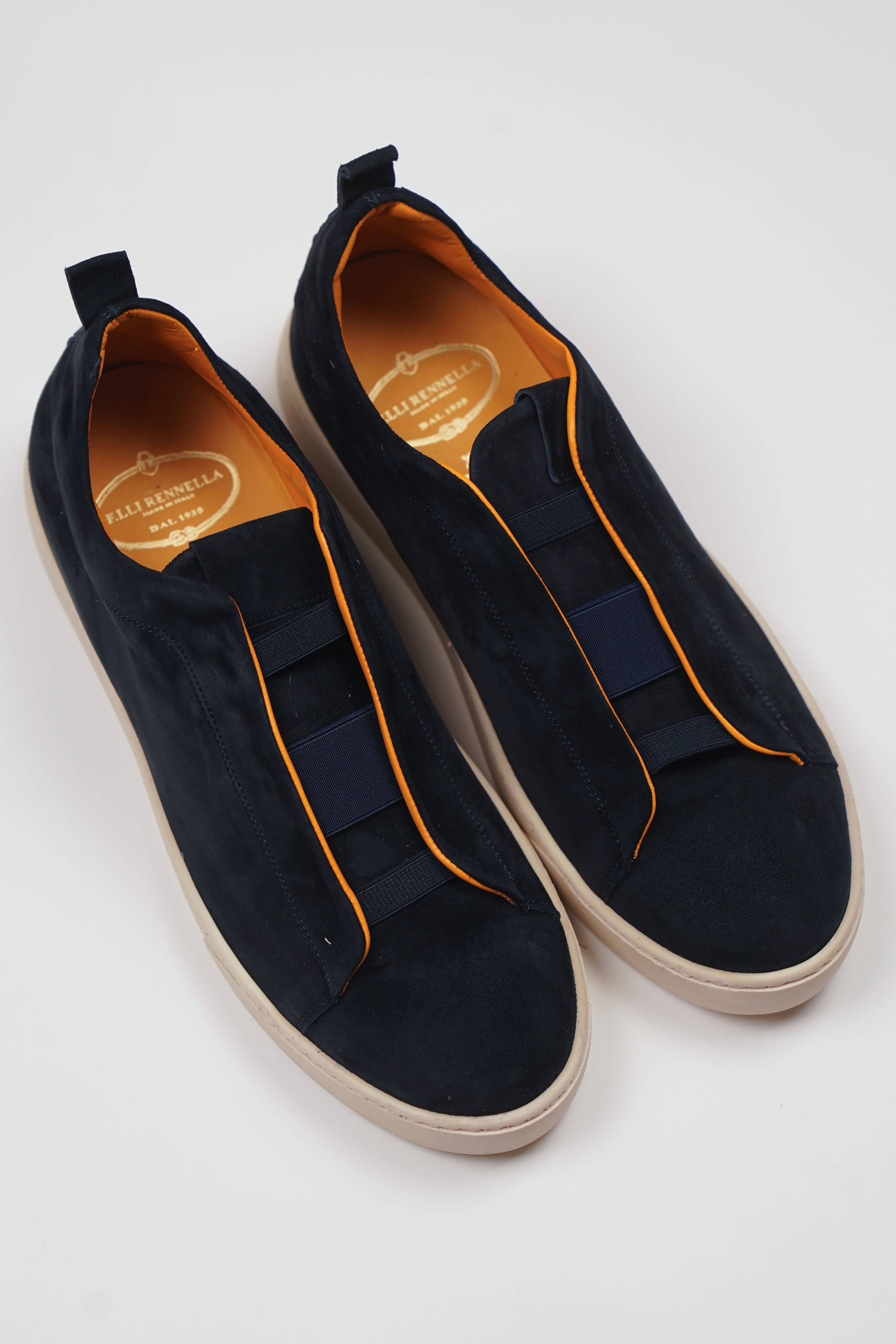 Sneakers 3 ELASTICI Camoscio Blue Fondo Ambra