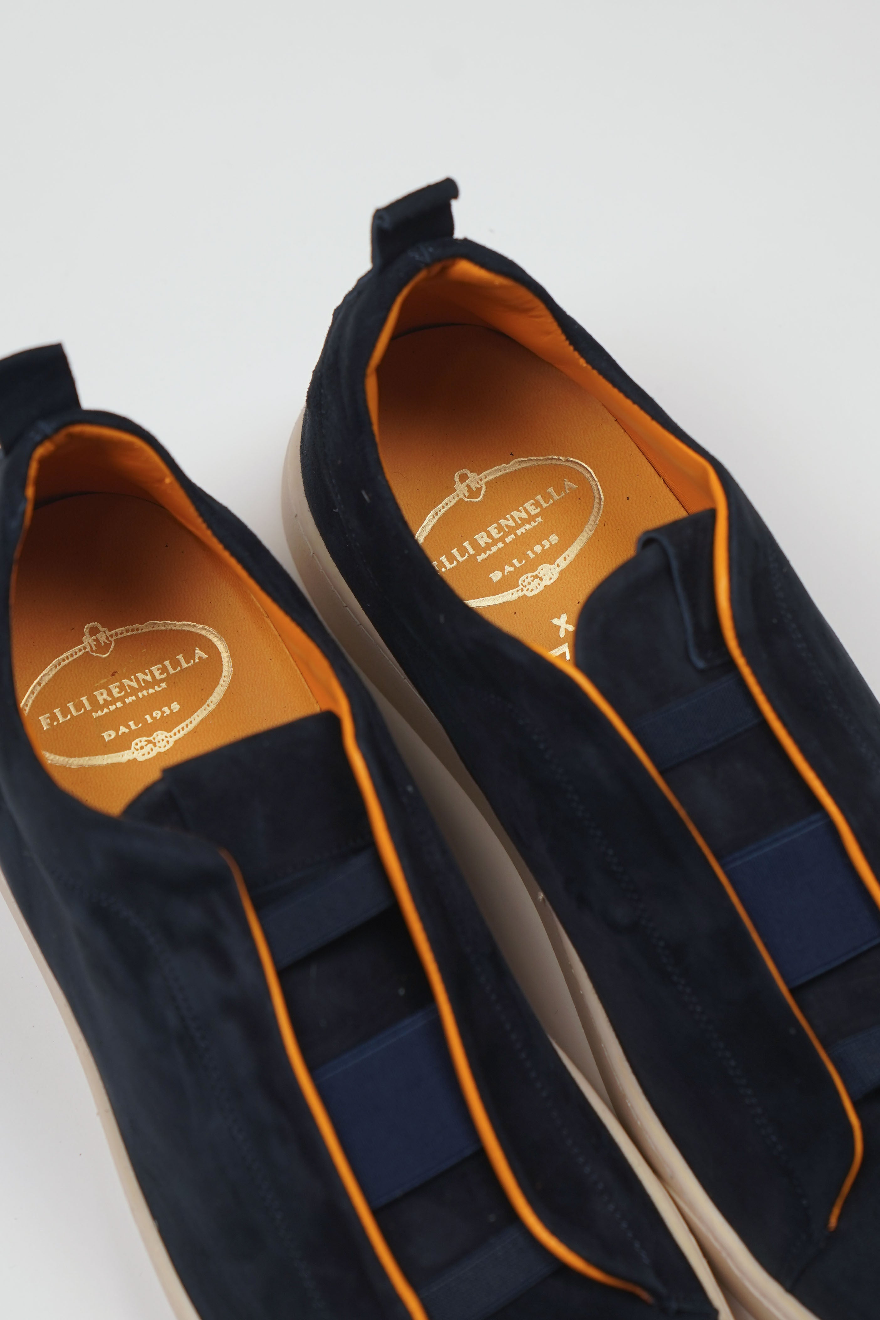 Sneakers 3 ELASTICI Camoscio Blue Fondo Ambra