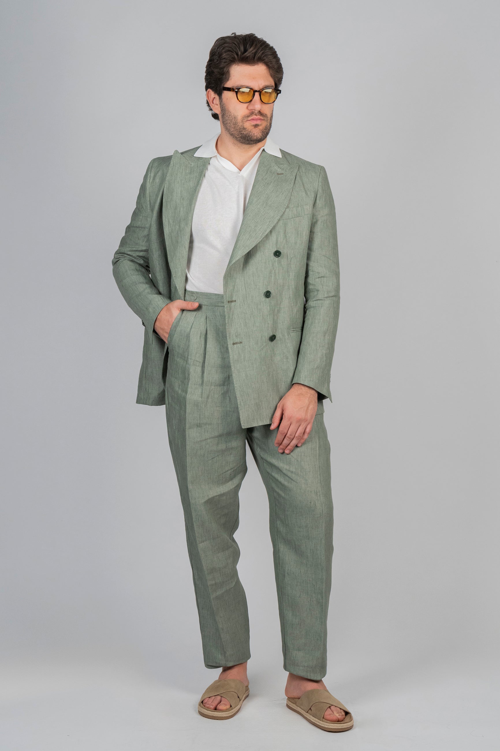 Pantalone GEKKO Rifinito - Lino Menta