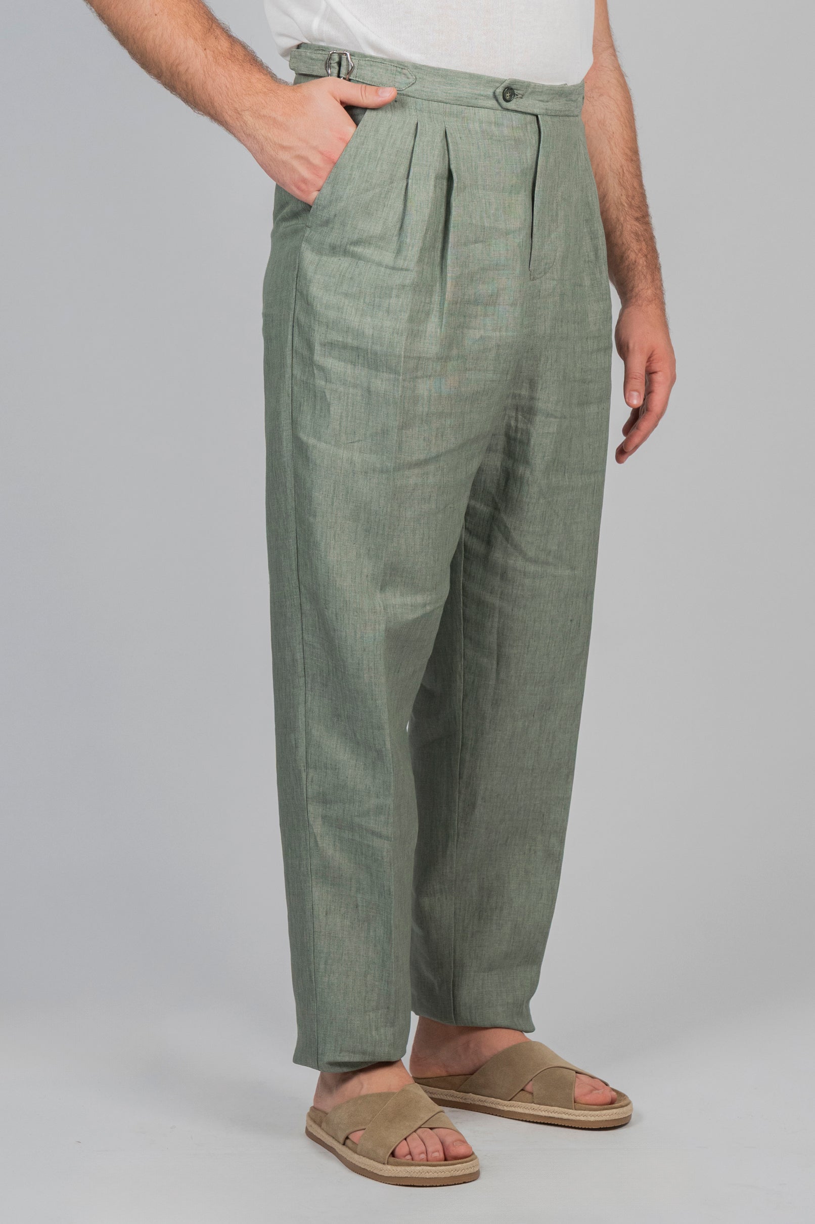 Pantalone GEKKO Rifinito - Lino Menta