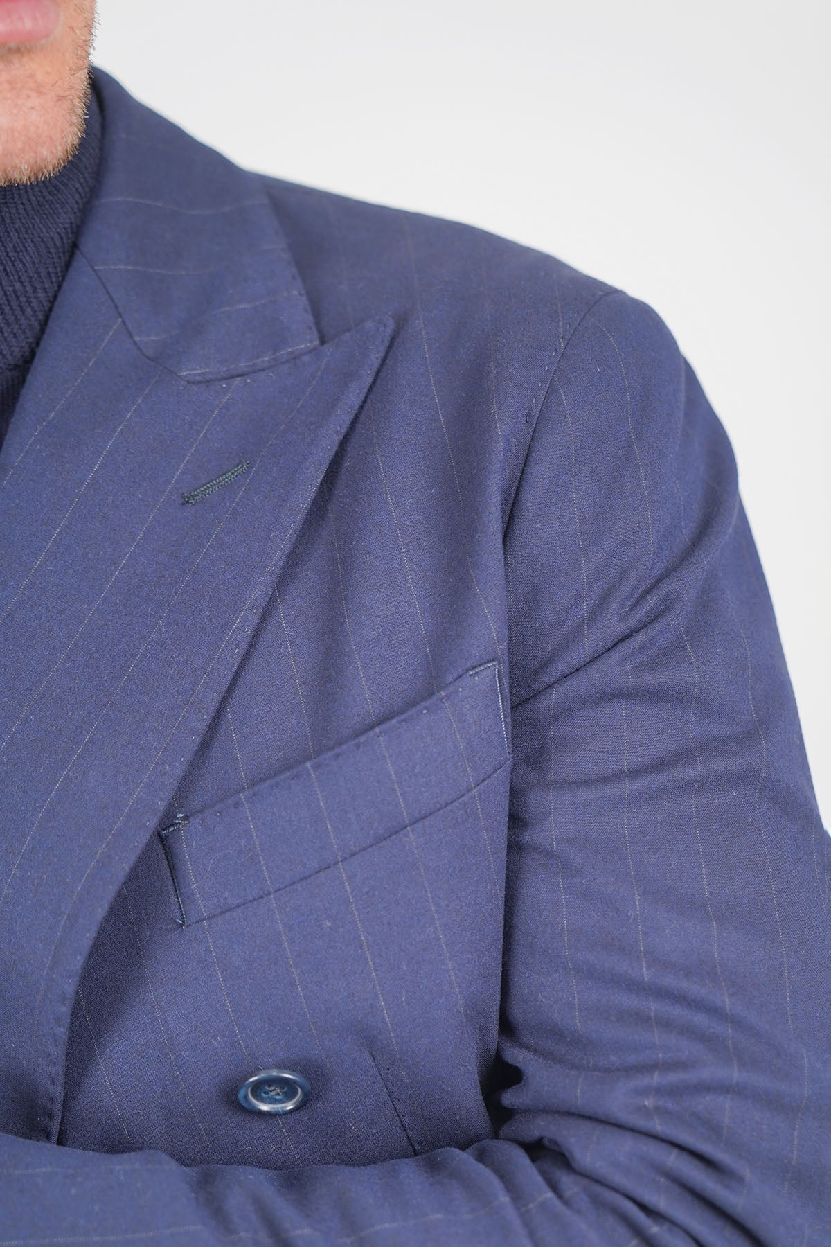 Giacca NAOYA due Petti - Blue Gessato