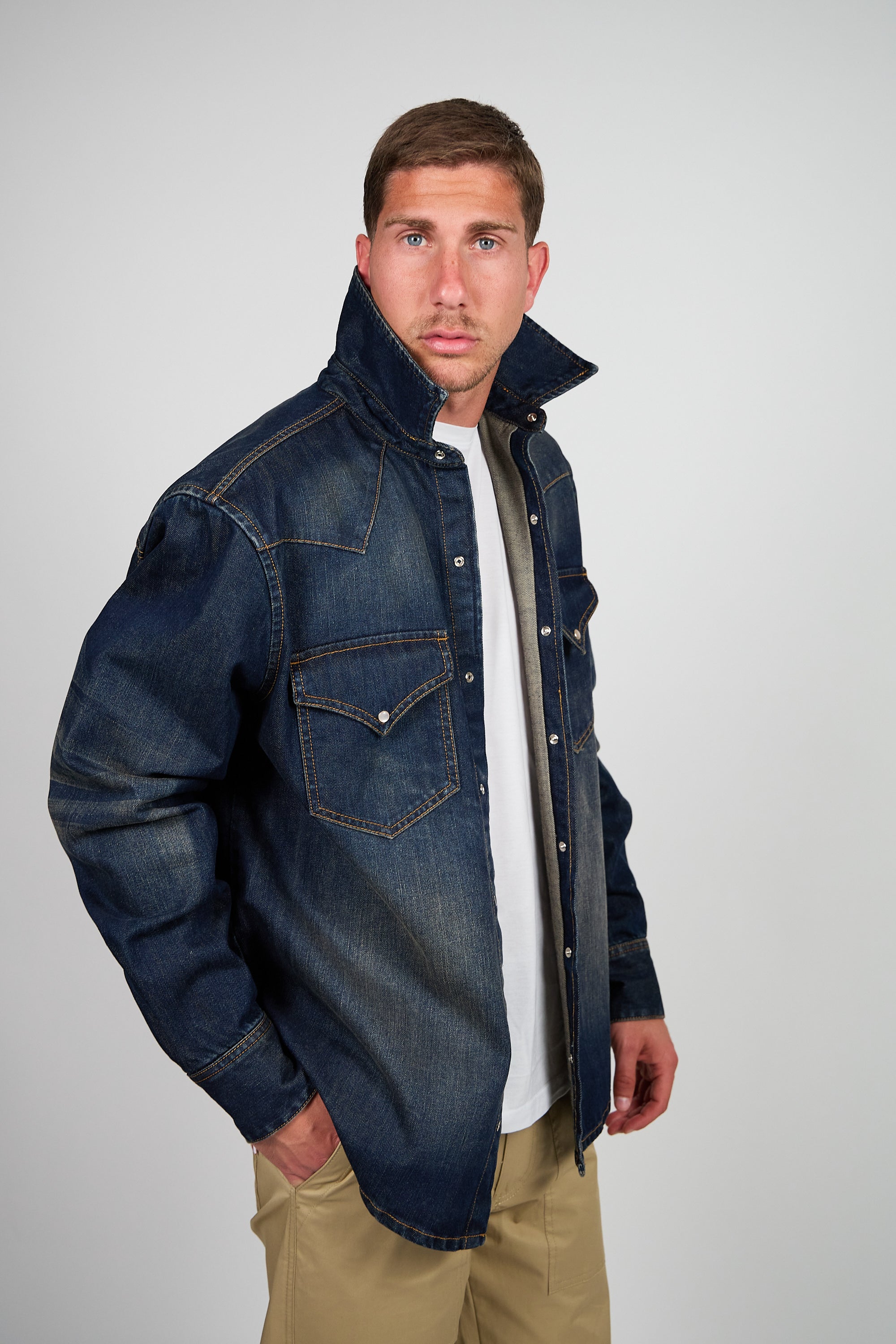Overshirt ROGO Camicia Texana - Lavaggio Sabbiato Indaco