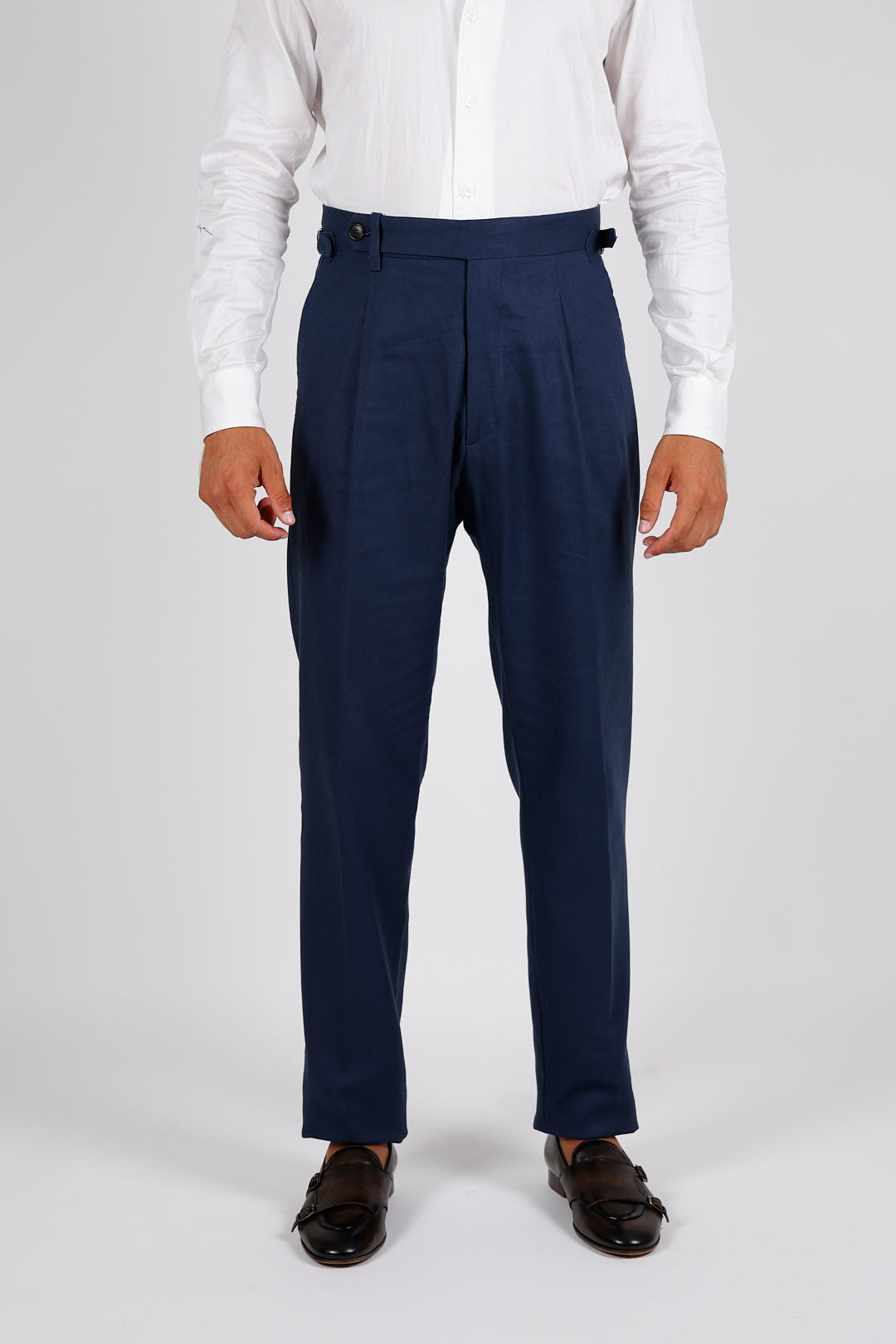 Pantalone Abito SETTANTA Rifinito Pinces - Lino Blue