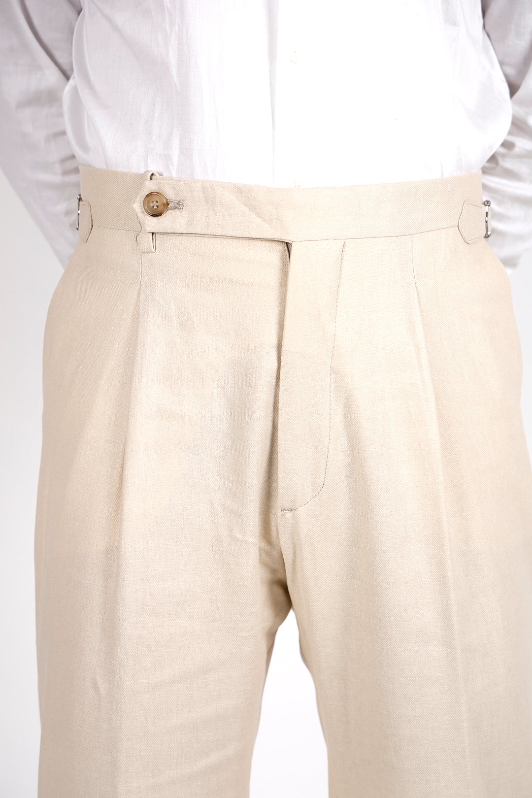 Pantalone Abito SETTANTA Rifinito Pinces - Lino Sabbia