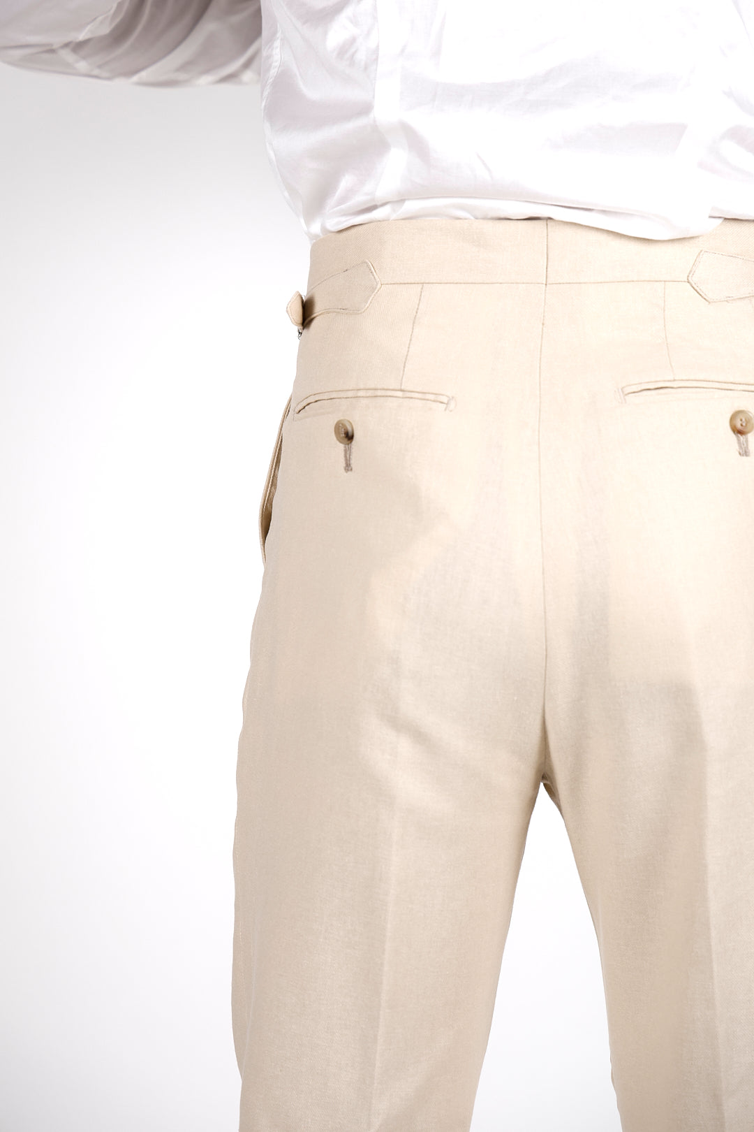 Pantalone Abito SETTANTA Rifinito Pinces - Lino Sabbia