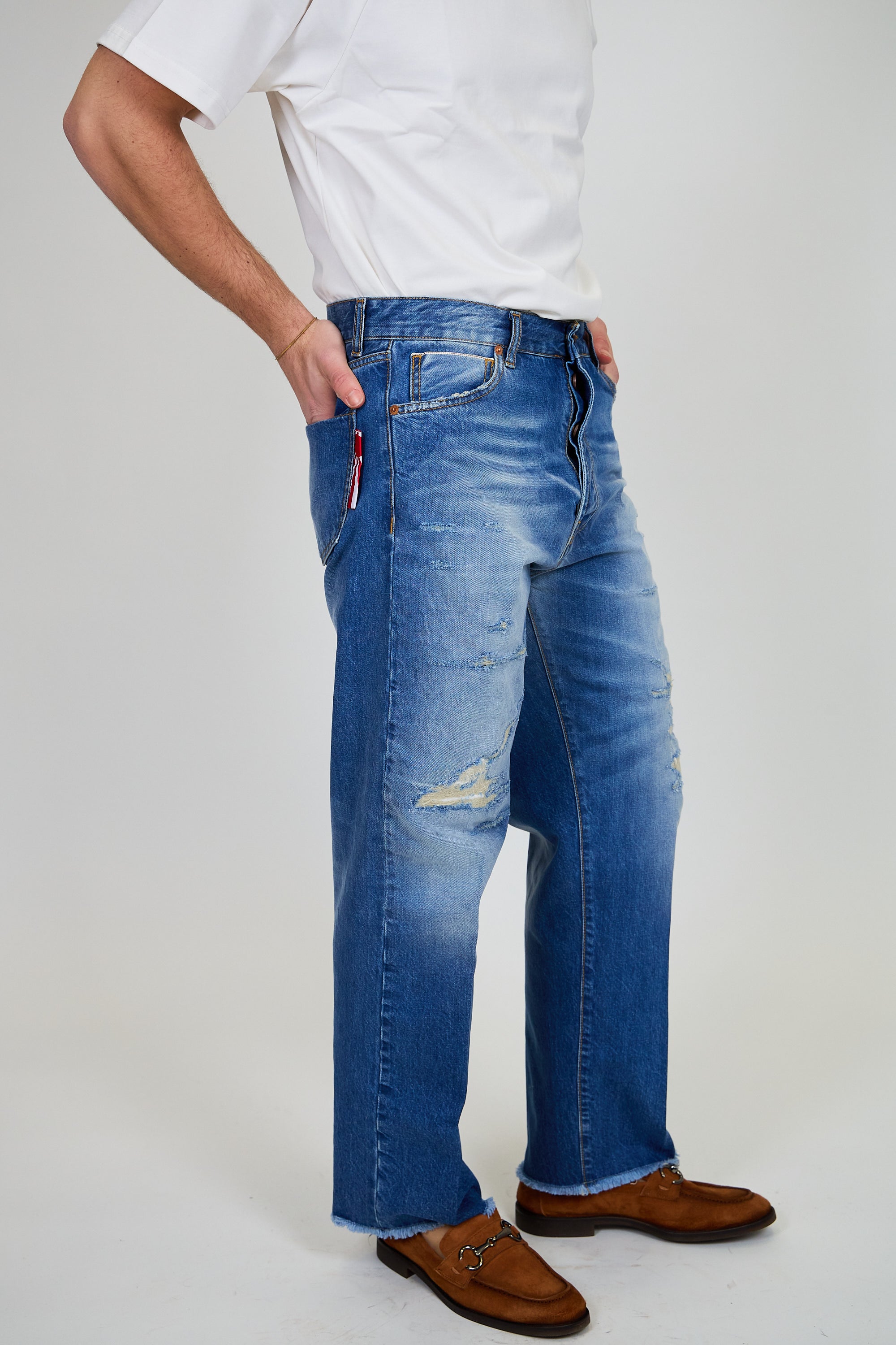 Jeans ROGO Cimosato - Straight Fit Lavaggio Stone Wash Ripped
