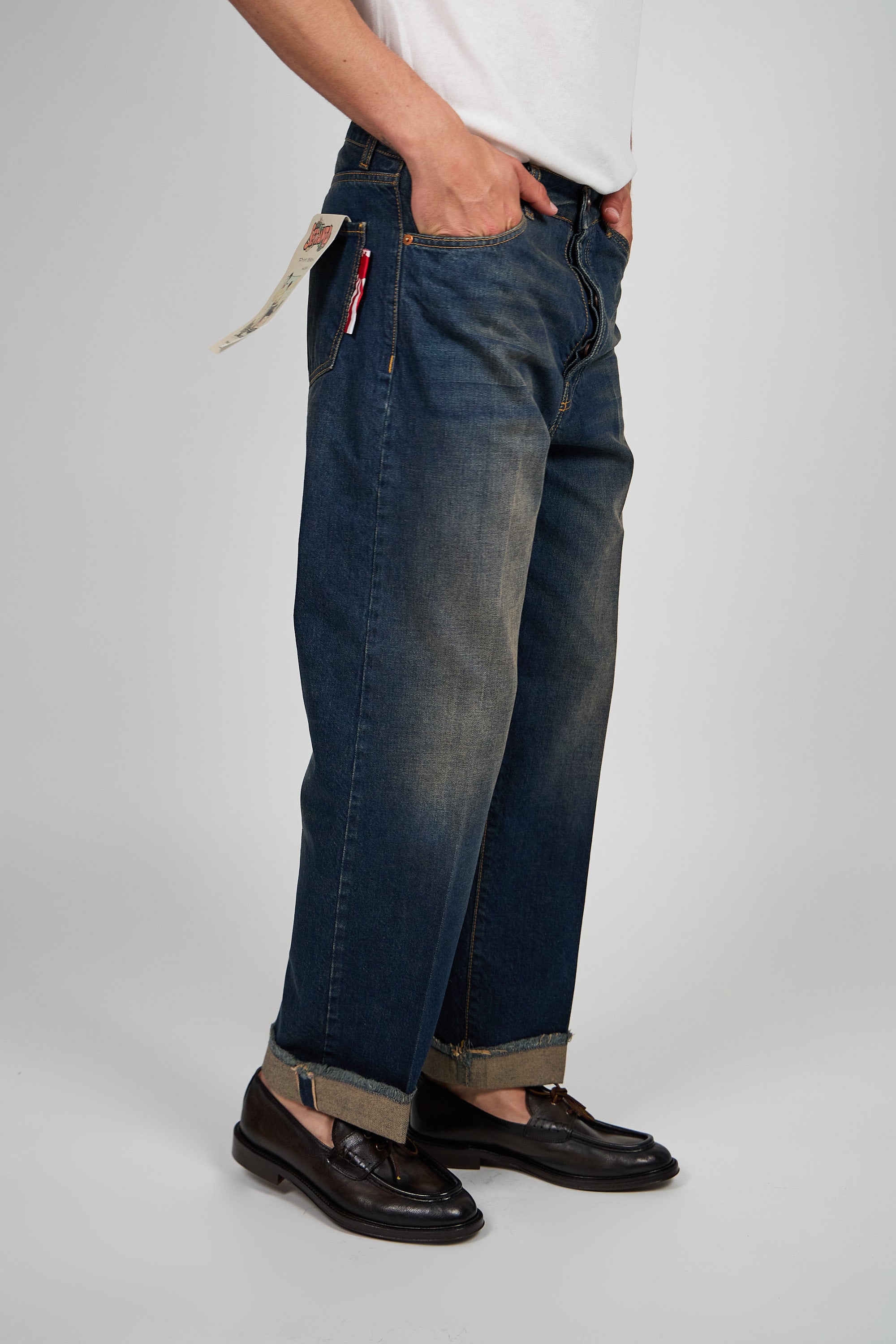 Jeans ROGO Cimosato - Straight Fit Lavaggio Sabbiato Indaco