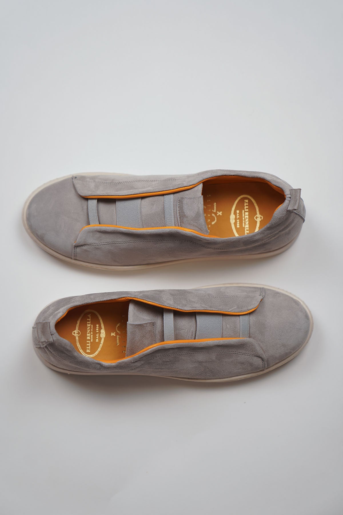 Sneakers 3 ELASTICI Camoscio Grigio Fondo Ambra