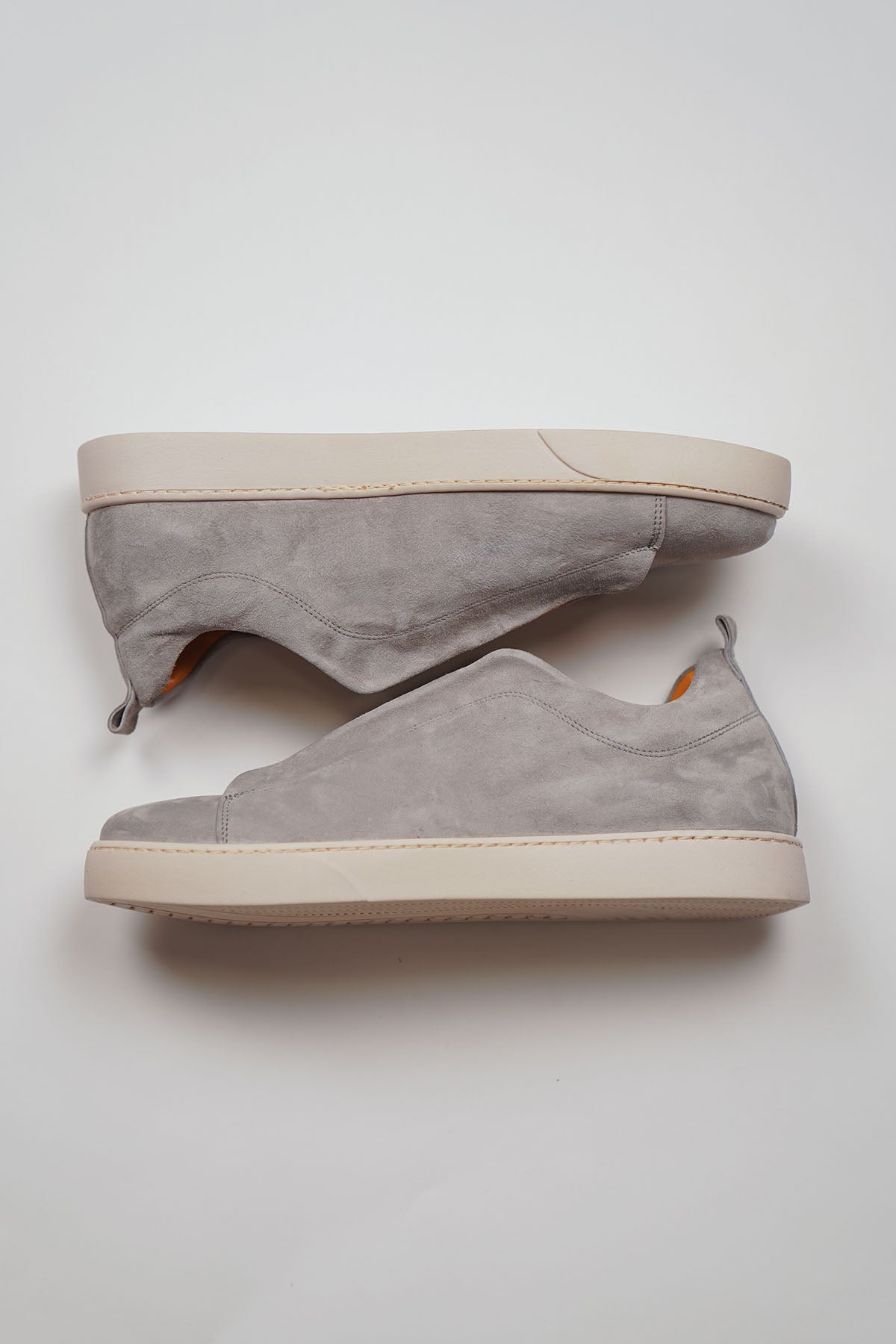 Sneakers 3 ELASTICI Camoscio Grigio Fondo Ambra