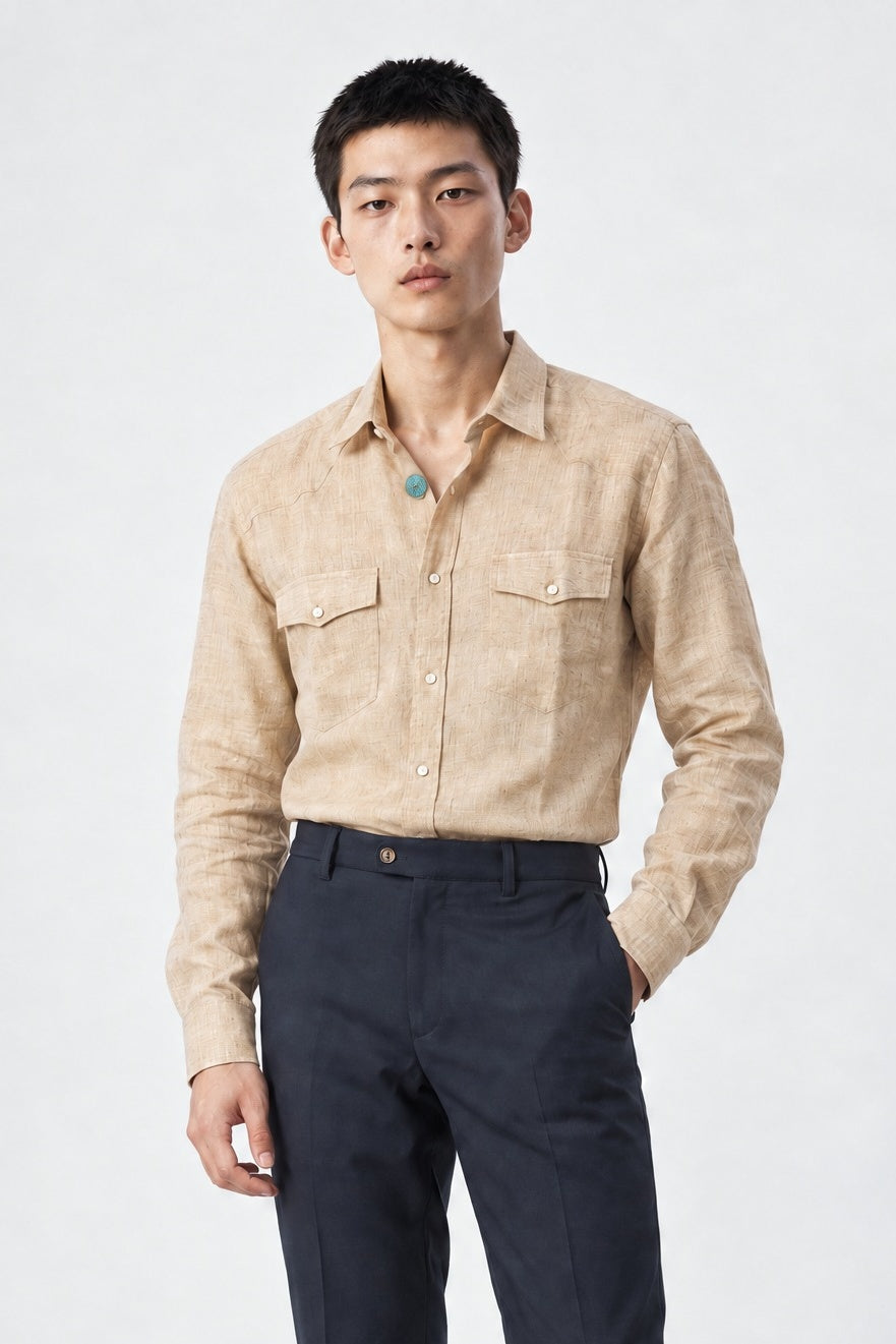 Camicia RIKU Texana - Lino Beige - SETTANTA