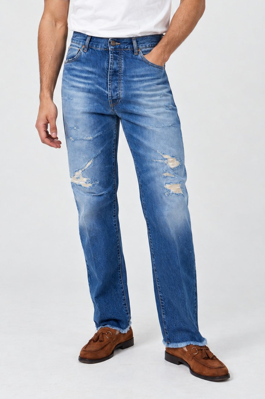 Jeans ROGO Cimosato - Straight Fit Lavaggio Stone Wash Rippe - SETTANTA