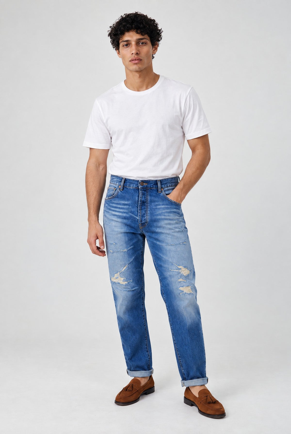 Jeans ROGO Cimosato - Straight Fit Lavaggio Stone Wash Rippe - SETTANTA