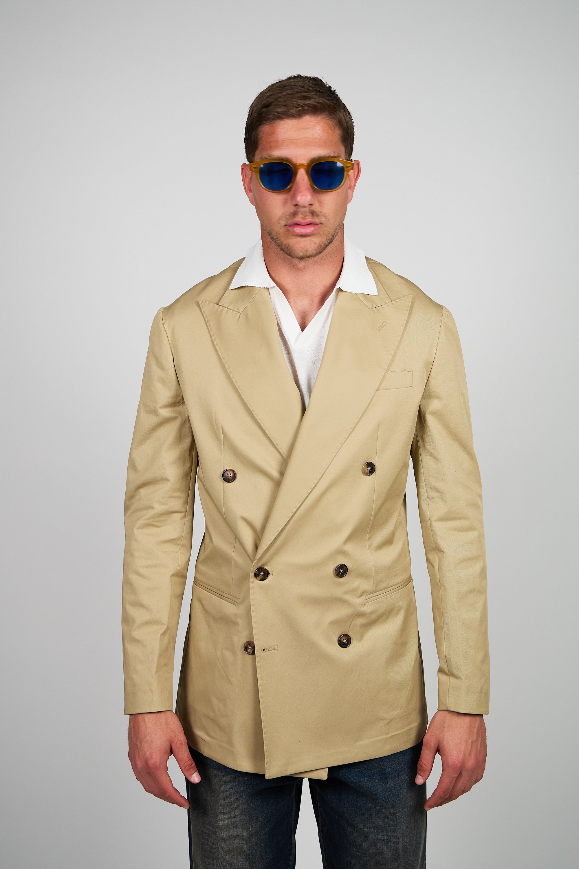 Giacca Abito SETTANTA Blazer Rifinito due Petti - Beige