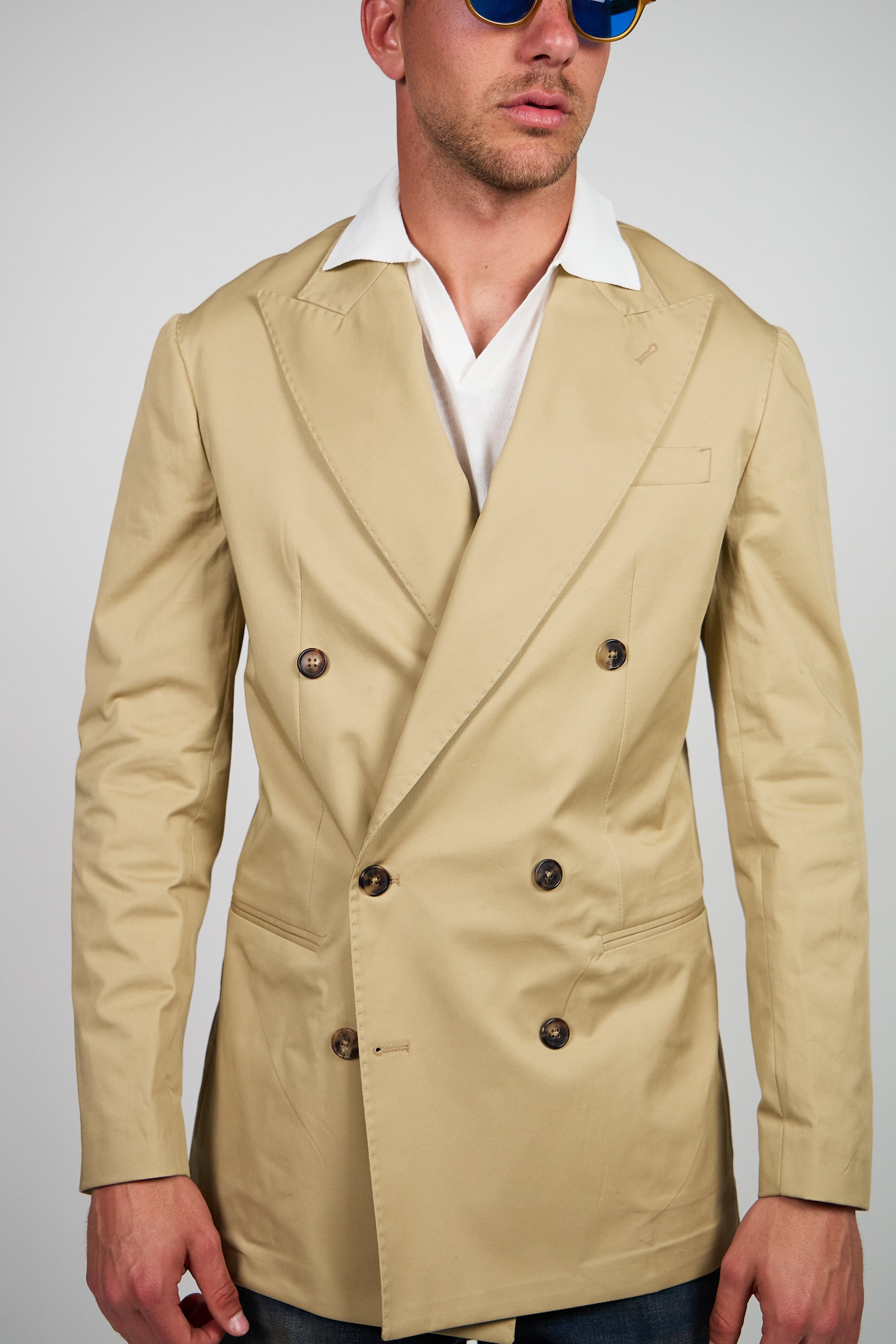 Giacca Abito SETTANTA Blazer Rifinito due Petti - Beige
