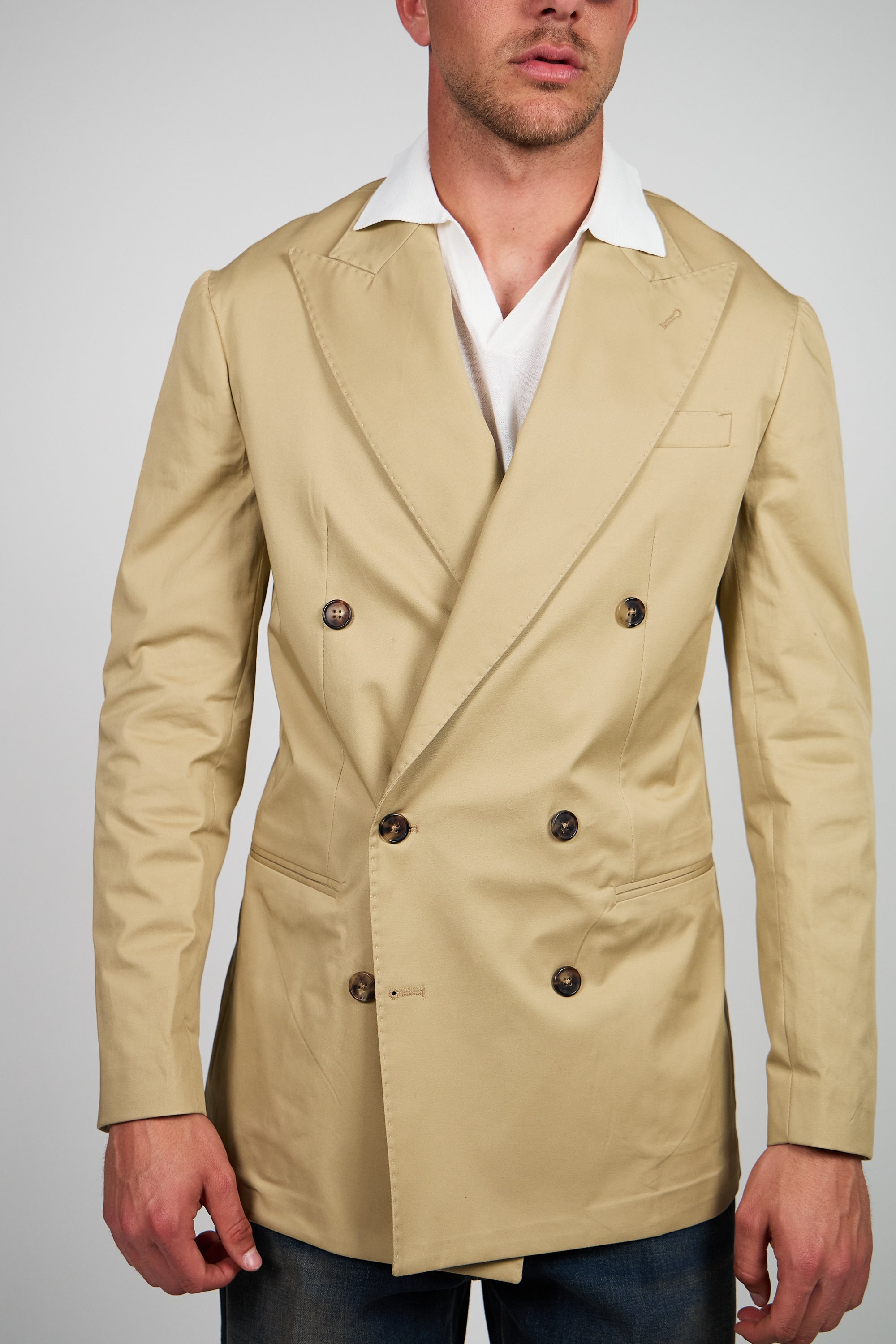 Giacca Abito SETTANTA Blazer Rifinito due Petti - Beige