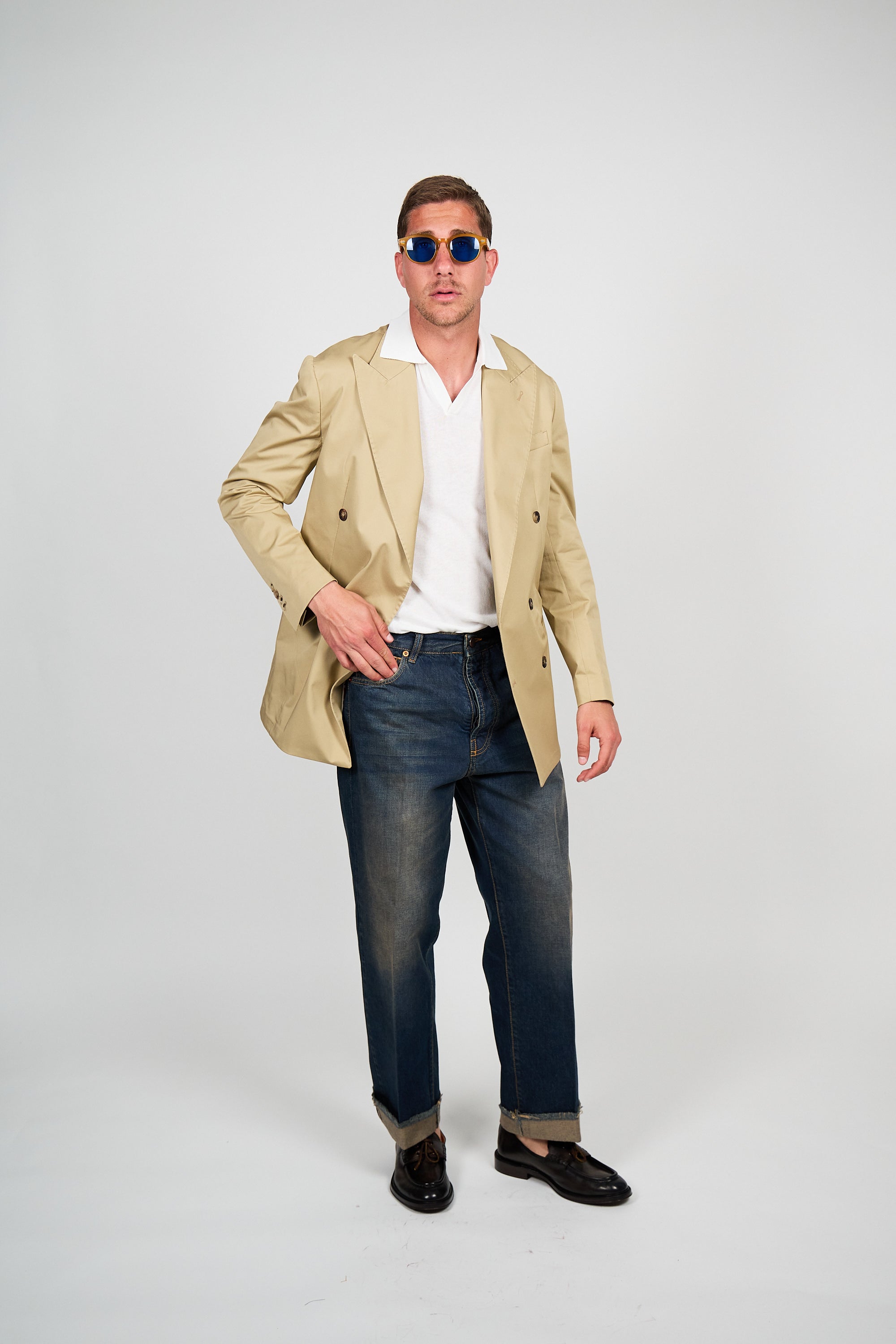 Giacca Abito SETTANTA Blazer Rifinito due Petti - Beige