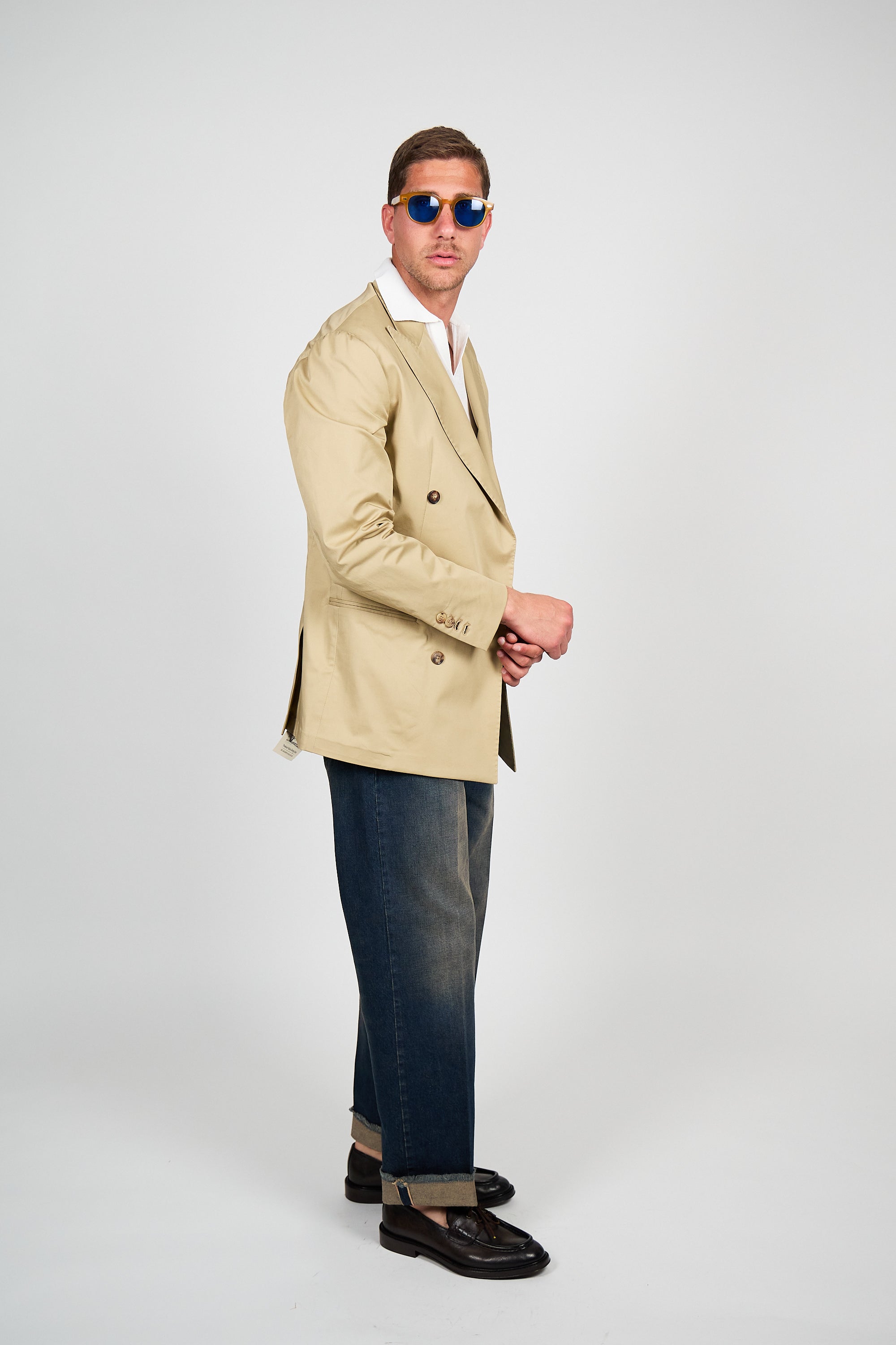 Giacca Abito SETTANTA Blazer Rifinito due Petti - Beige