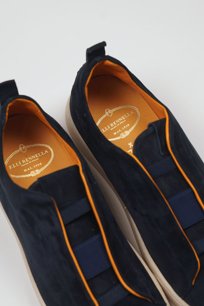 Sneakers 3 ELASTICI Camoscio Blue Fondo Ambra