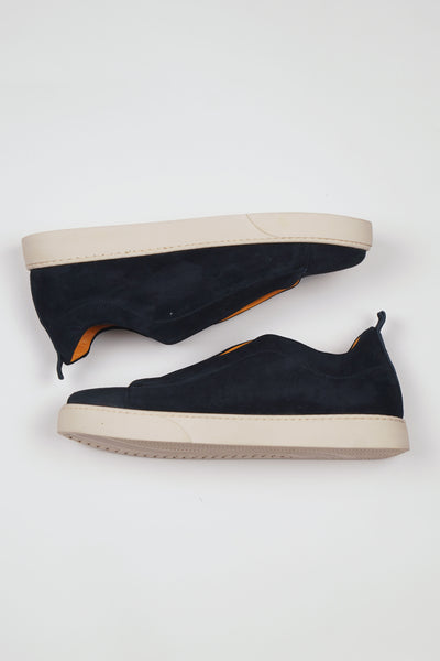 Sneakers 3 ELASTICI Camoscio Blue Fondo Ambra