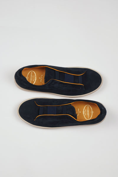 Sneakers 3 ELASTICI Camoscio Blue Fondo Ambra