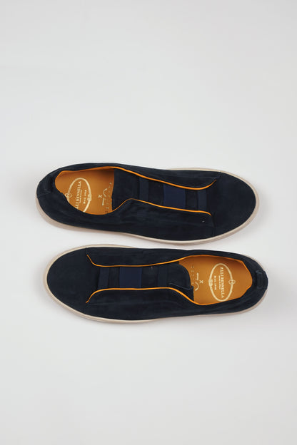 Sneakers 3 ELASTICI Camoscio Blue Fondo Ambra