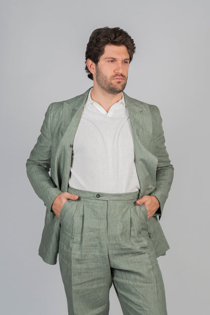 Pantalone GEKKO Rifinito - Lino Menta
