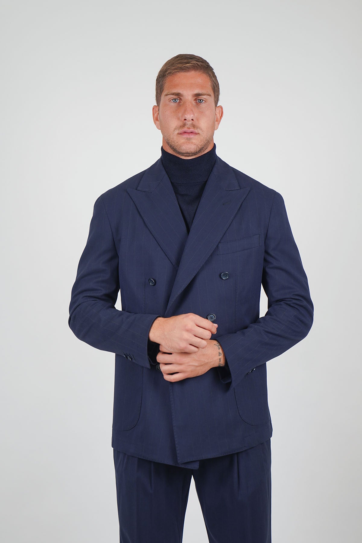 Giacca NAOYA due Petti - Blue Gessato