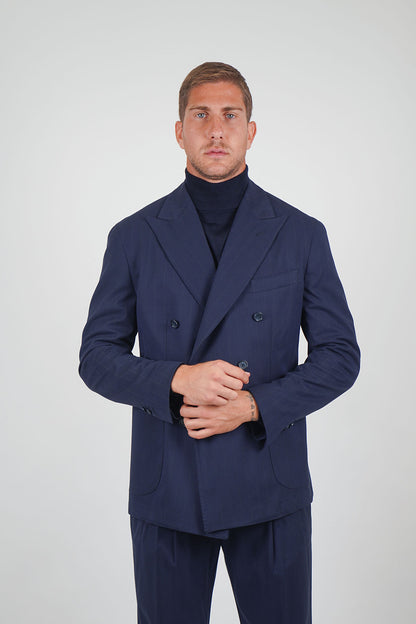 Giacca NAOYA due Petti - Blue Gessato