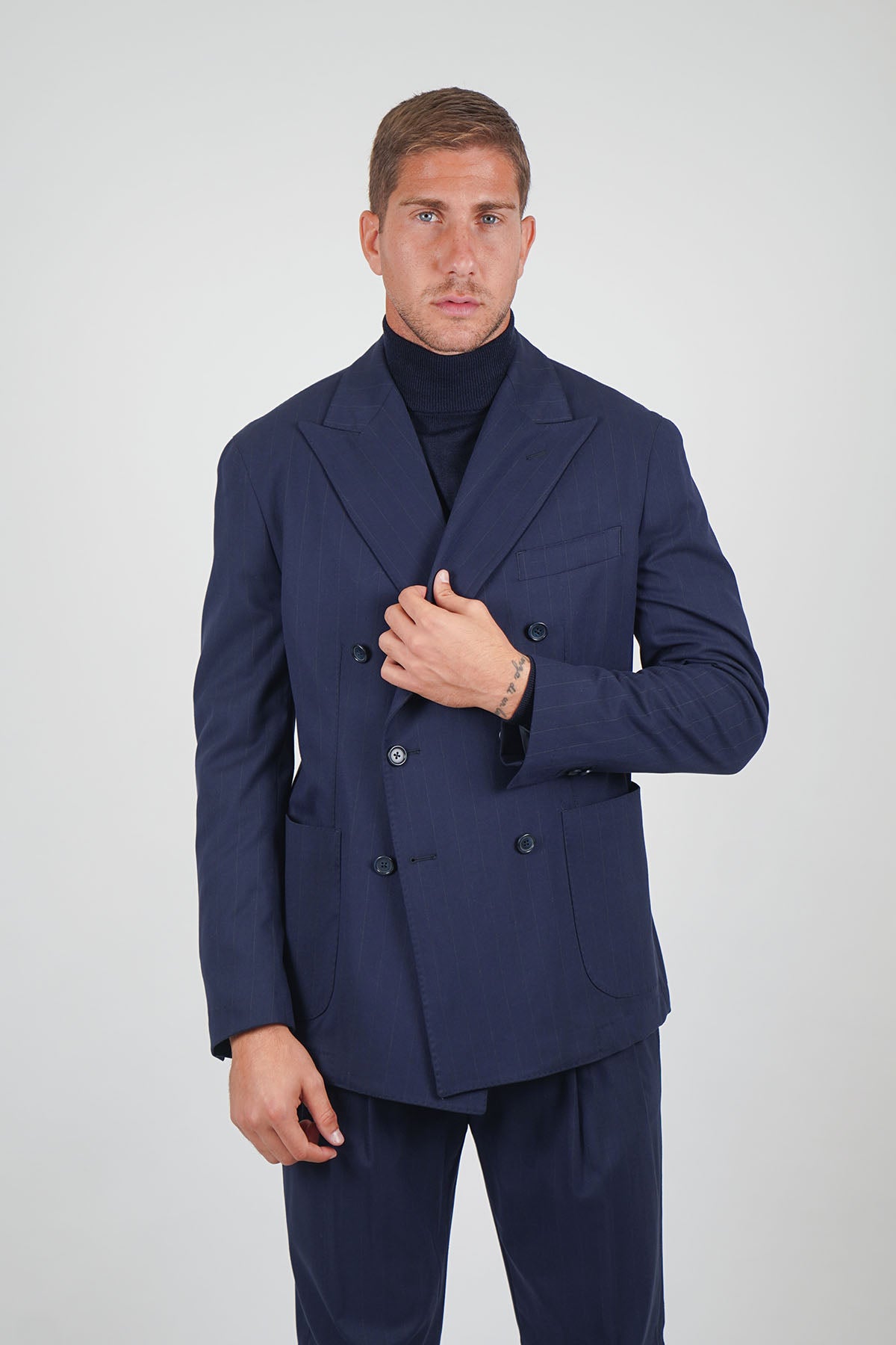 Giacca NAOYA due Petti - Blue Gessato