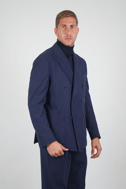 Giacca NAOYA due Petti - Blue Gessato