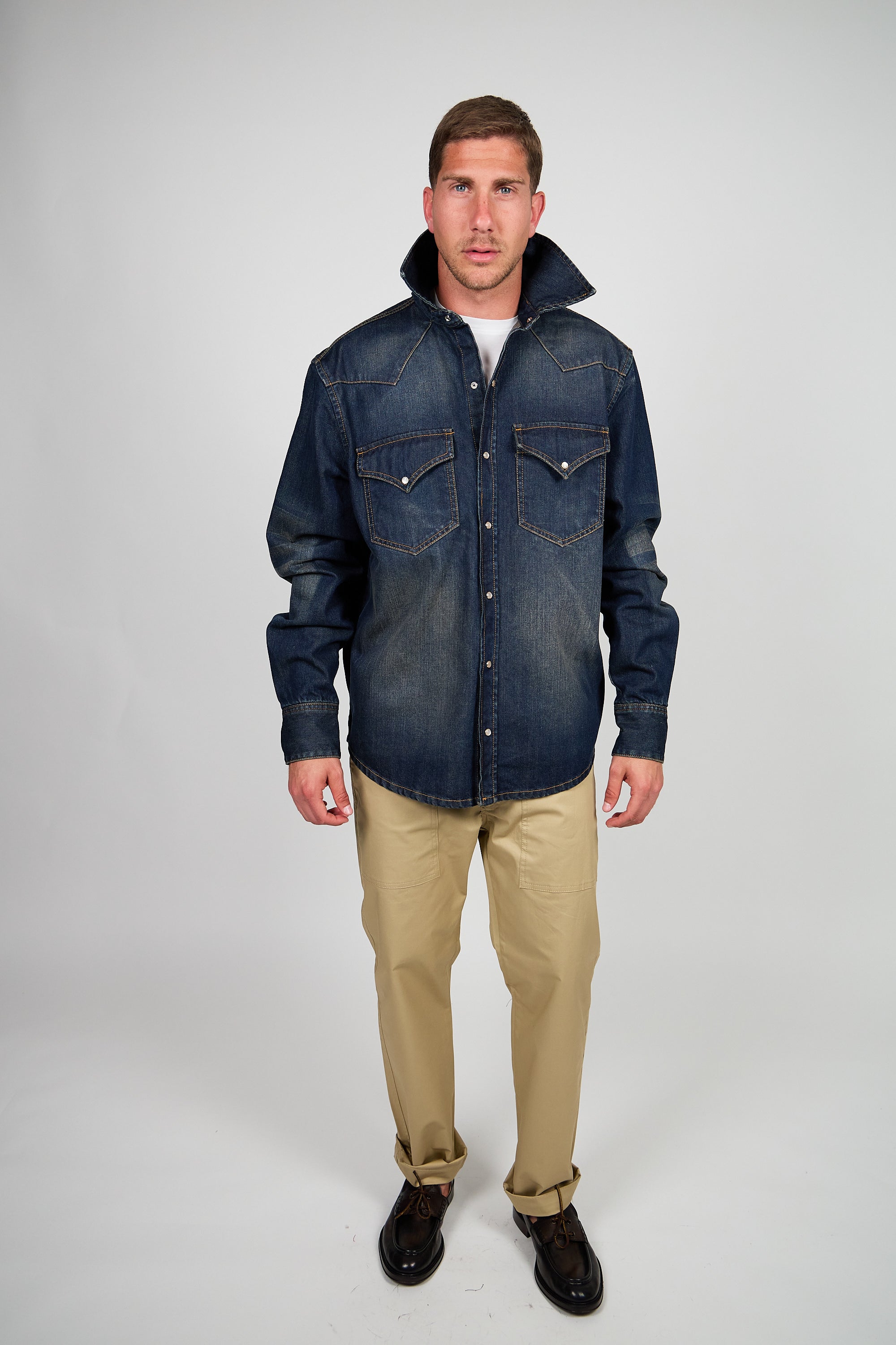 Overshirt ROGO Camicia Texana - Lavaggio Sabbiato Indaco