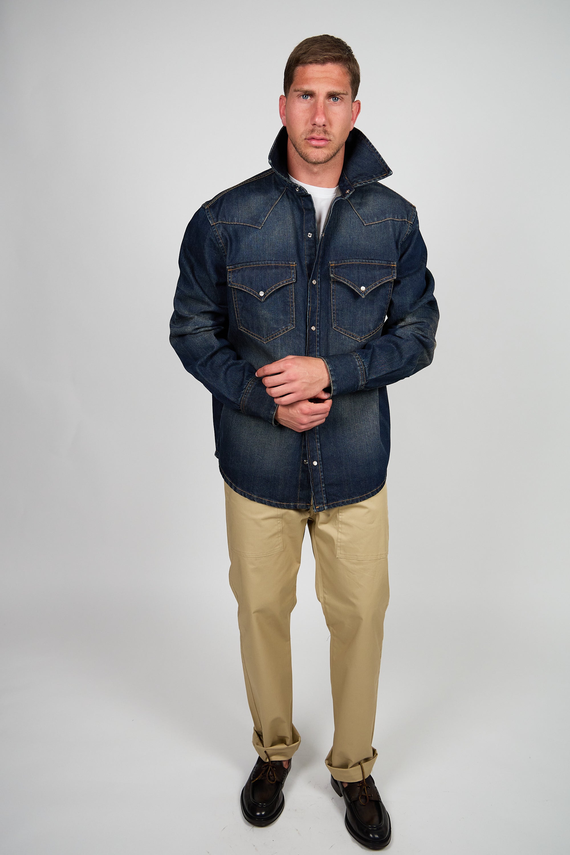 Overshirt ROGO Camicia Texana - Lavaggio Sabbiato Indaco