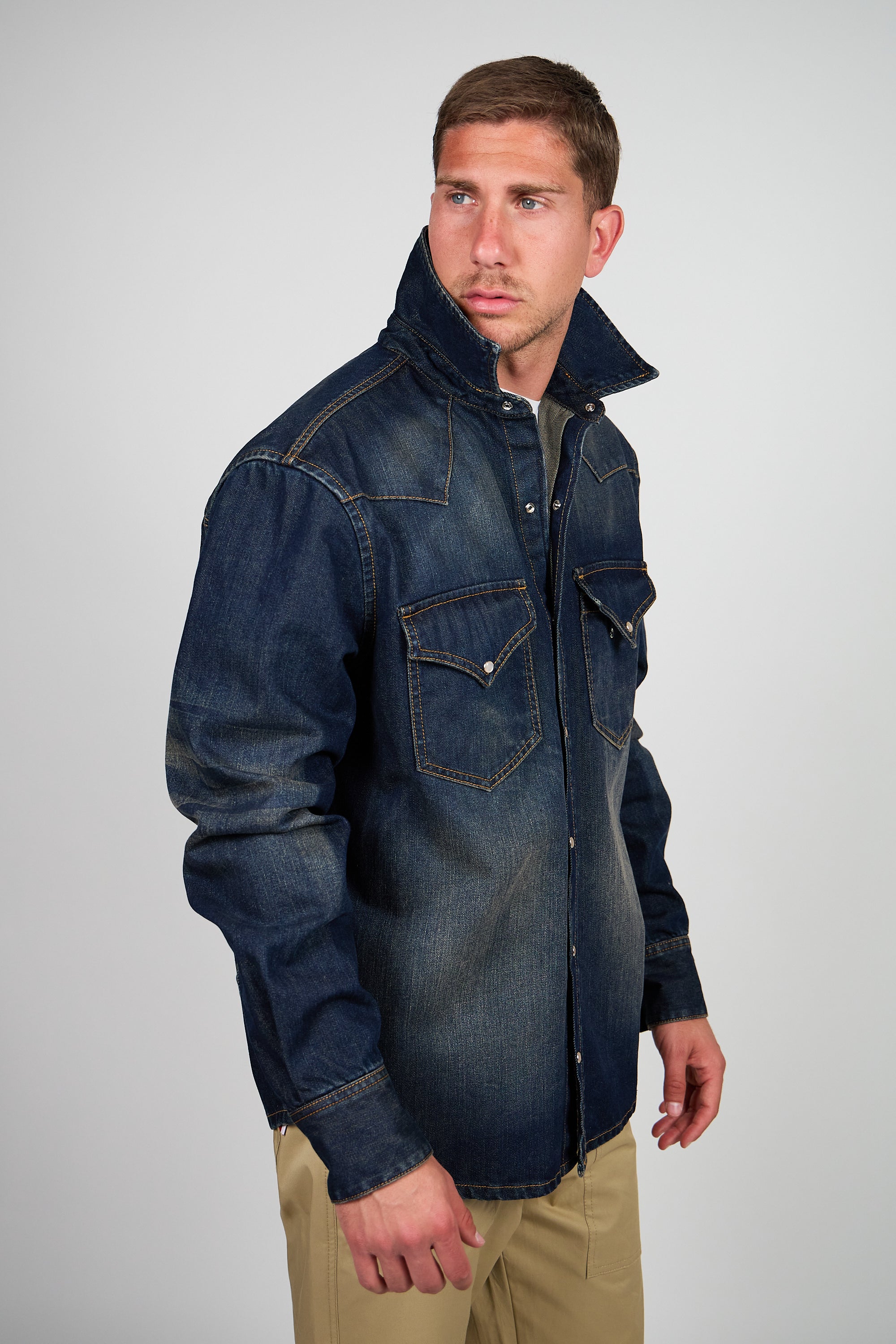 Overshirt ROGO Camicia Texana - Lavaggio Sabbiato Indaco