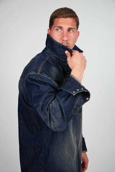 Overshirt ROGO Camicia Texana - Lavaggio Sabbiato Indaco