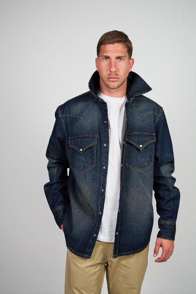 Overshirt ROGO Camicia Texana - Lavaggio Sabbiato Indaco