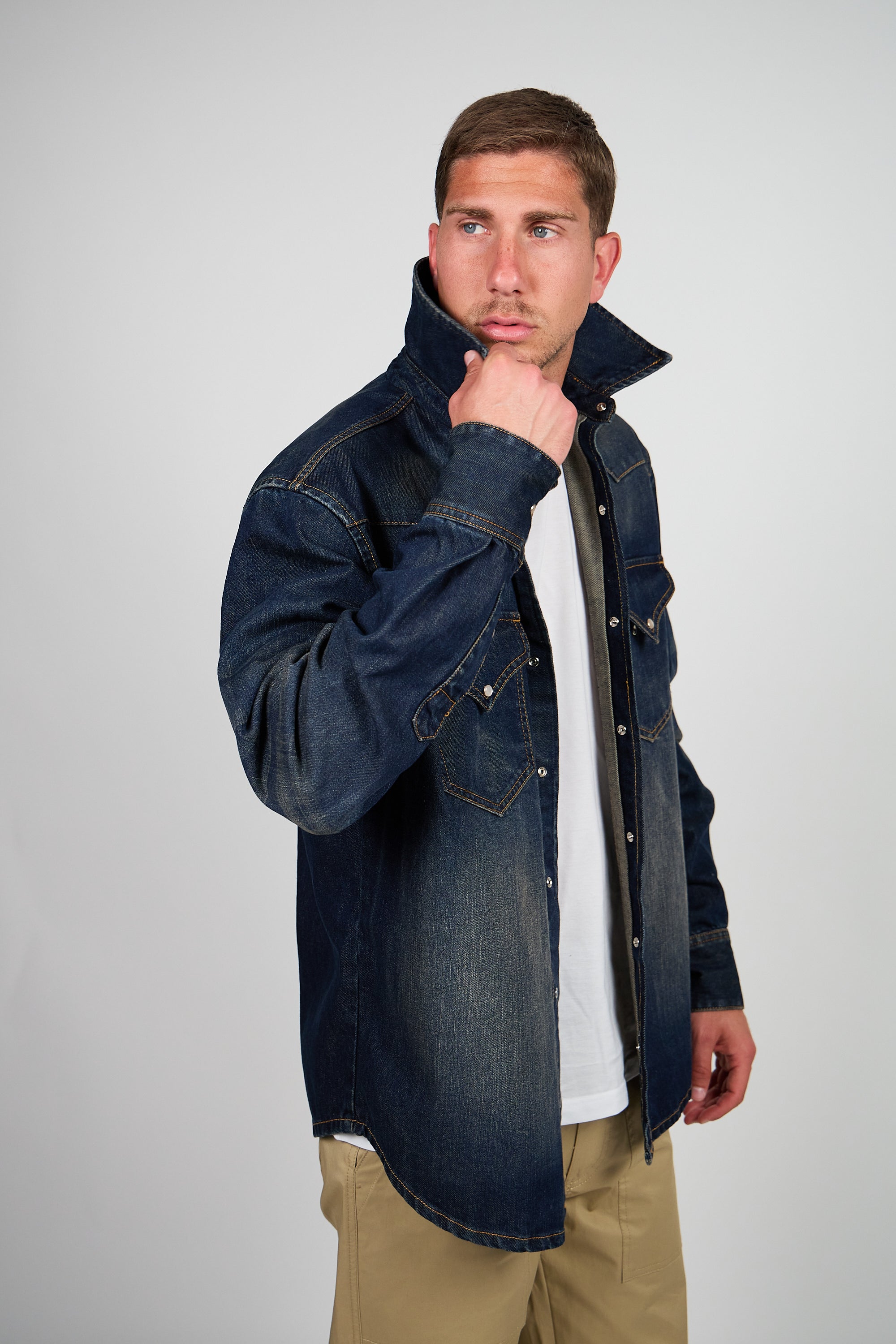 Overshirt ROGO Camicia Texana - Lavaggio Sabbiato Indaco