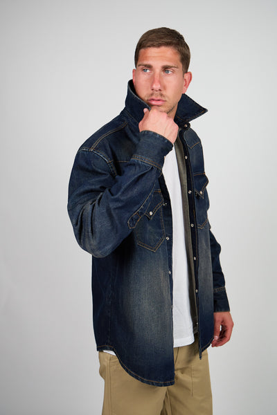 Overshirt ROGO Camicia Texana - Lavaggio Sabbiato Indaco