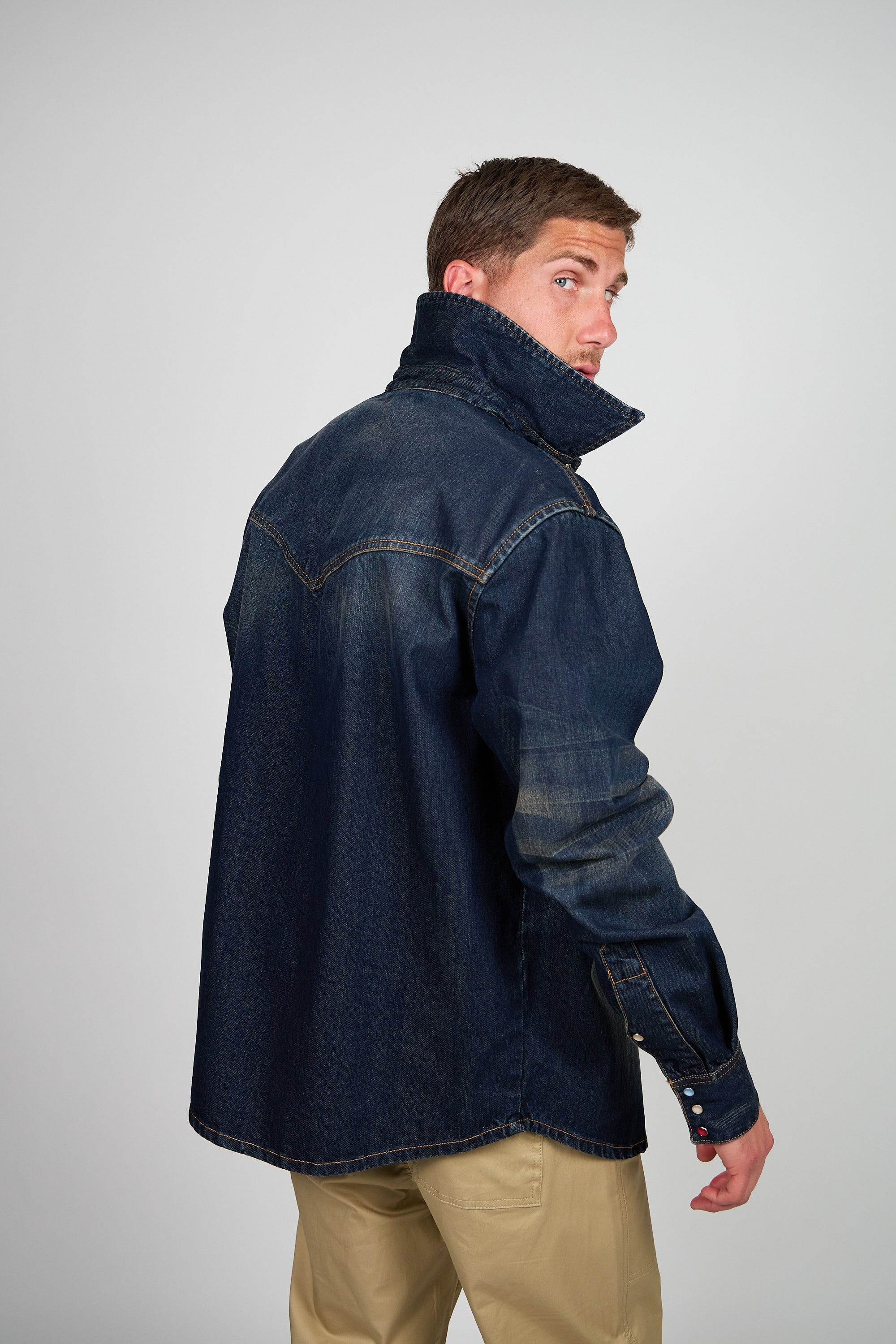 Overshirt ROGO Camicia Texana - Lavaggio Sabbiato Indaco