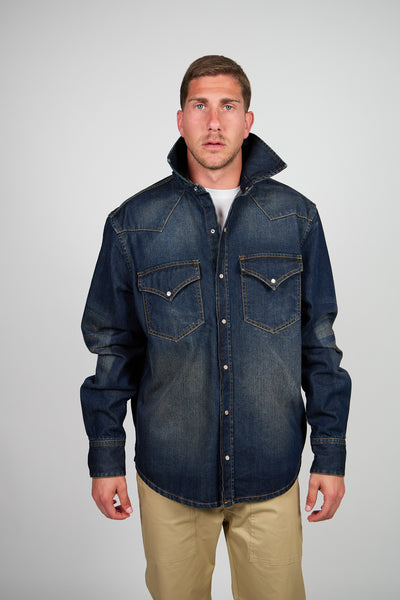 Overshirt ROGO Camicia Texana - Lavaggio Sabbiato Indaco