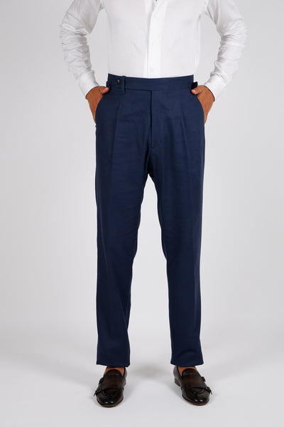 Pantalone Abito SETTANTA Rifinito Pinces - Lino Blue