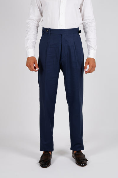 Pantalone Abito SETTANTA Rifinito Pinces - Lino Blue