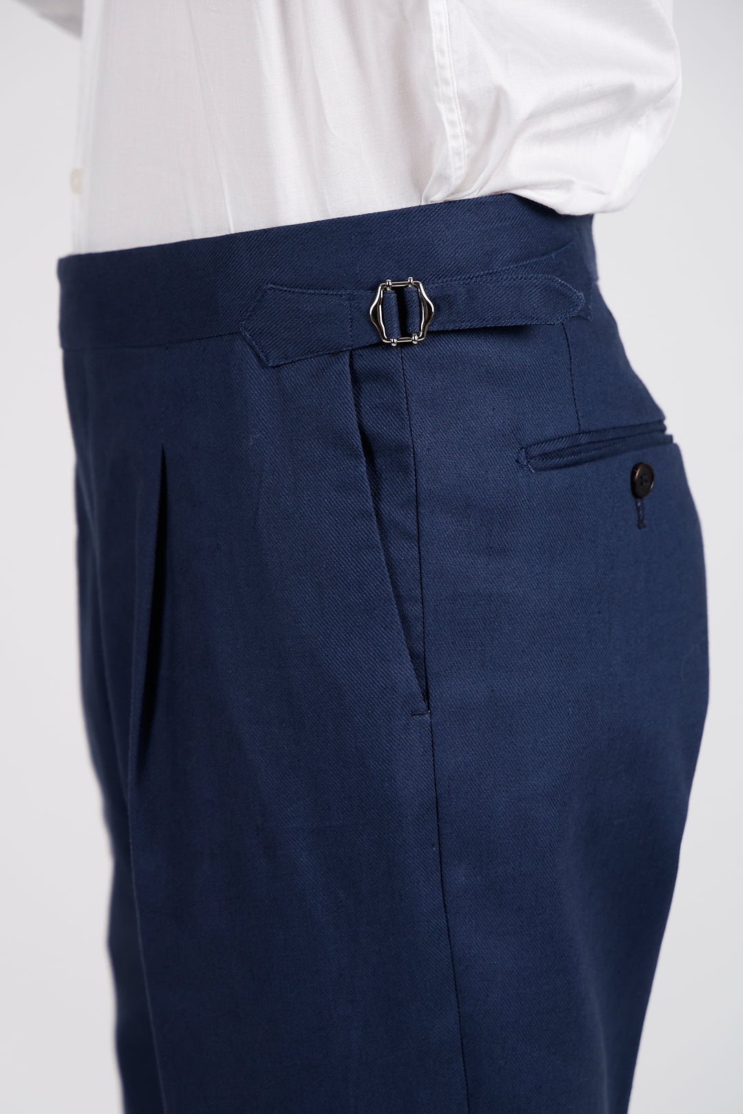Pantalone Abito SETTANTA Rifinito Pinces - Lino Blue