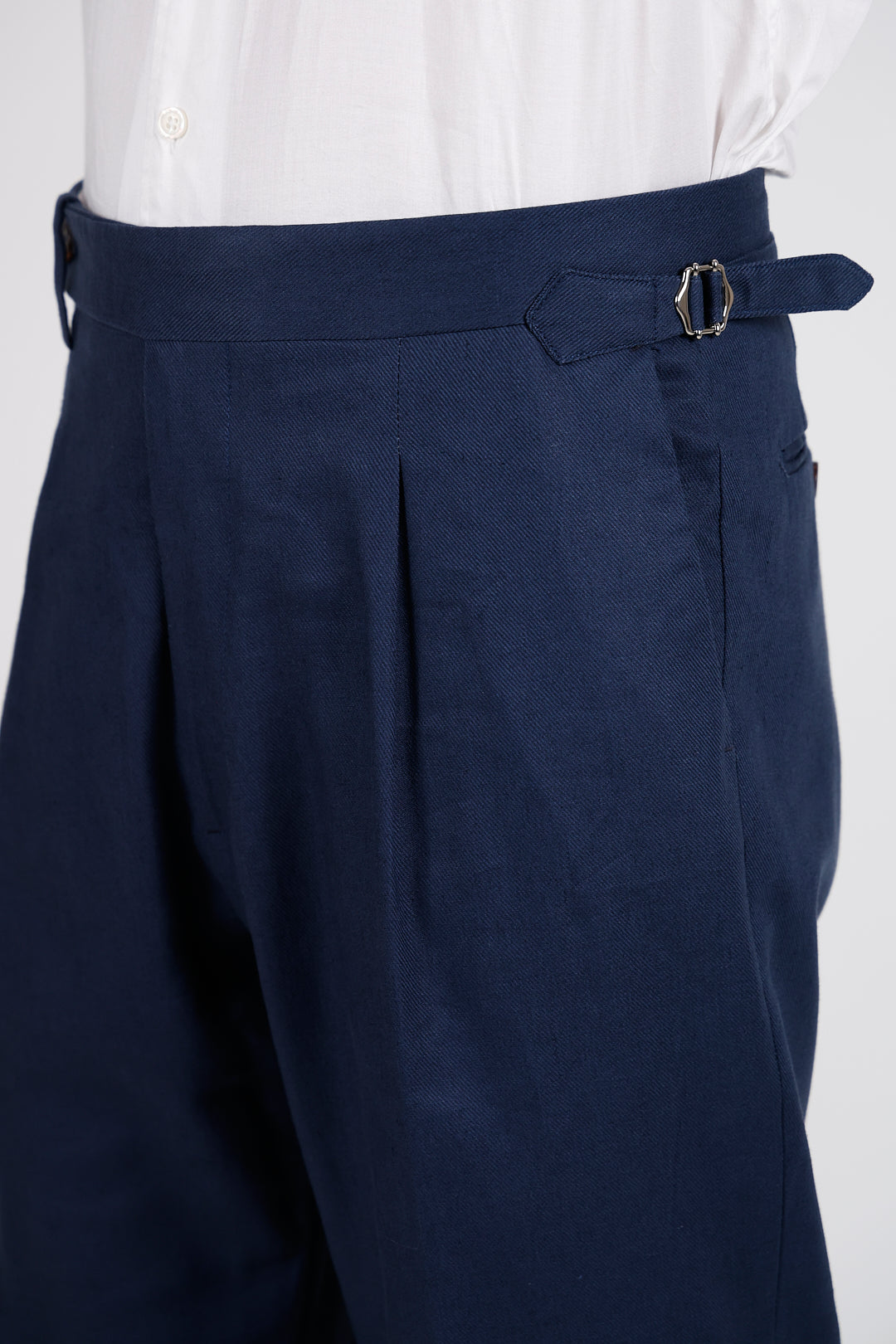Pantalone Abito SETTANTA Rifinito Pinces - Lino Blue
