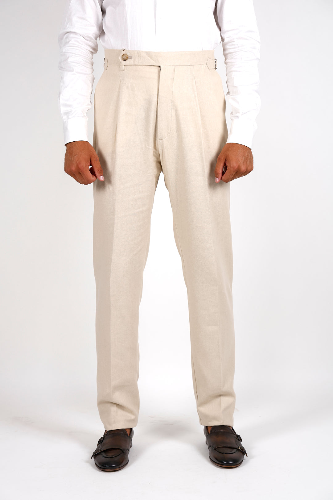 Pantalone Abito SETTANTA Rifinito Pinces - Lino Sabbia